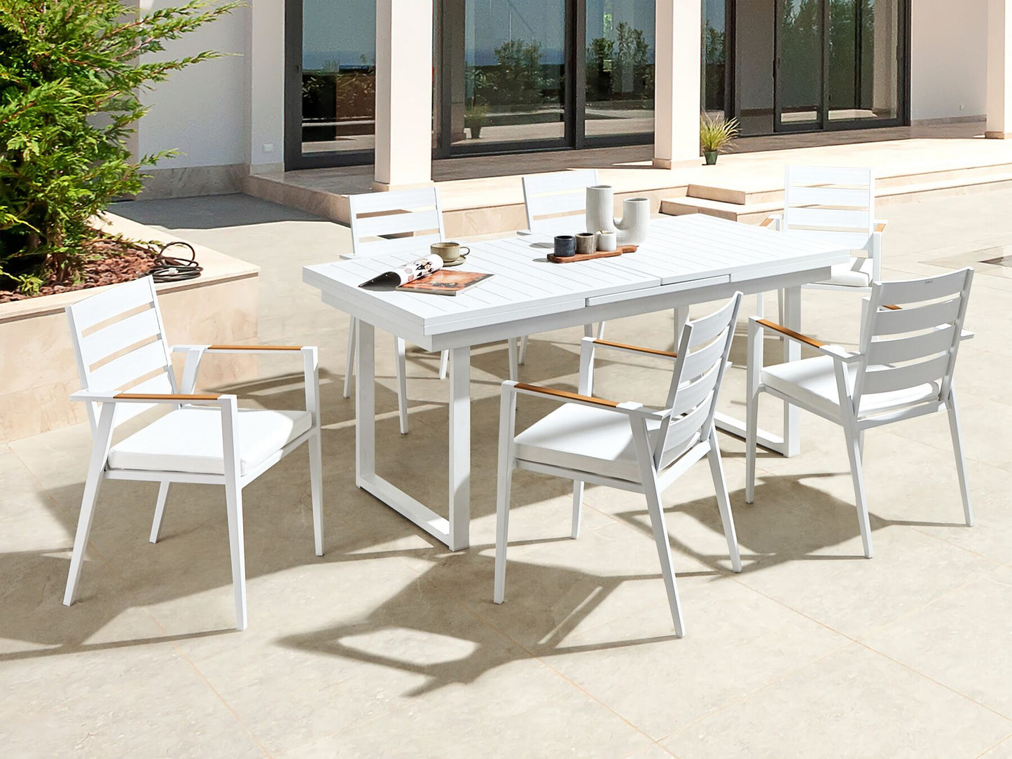 Set of 6 Garden Chairs TAVIANO Metal White
