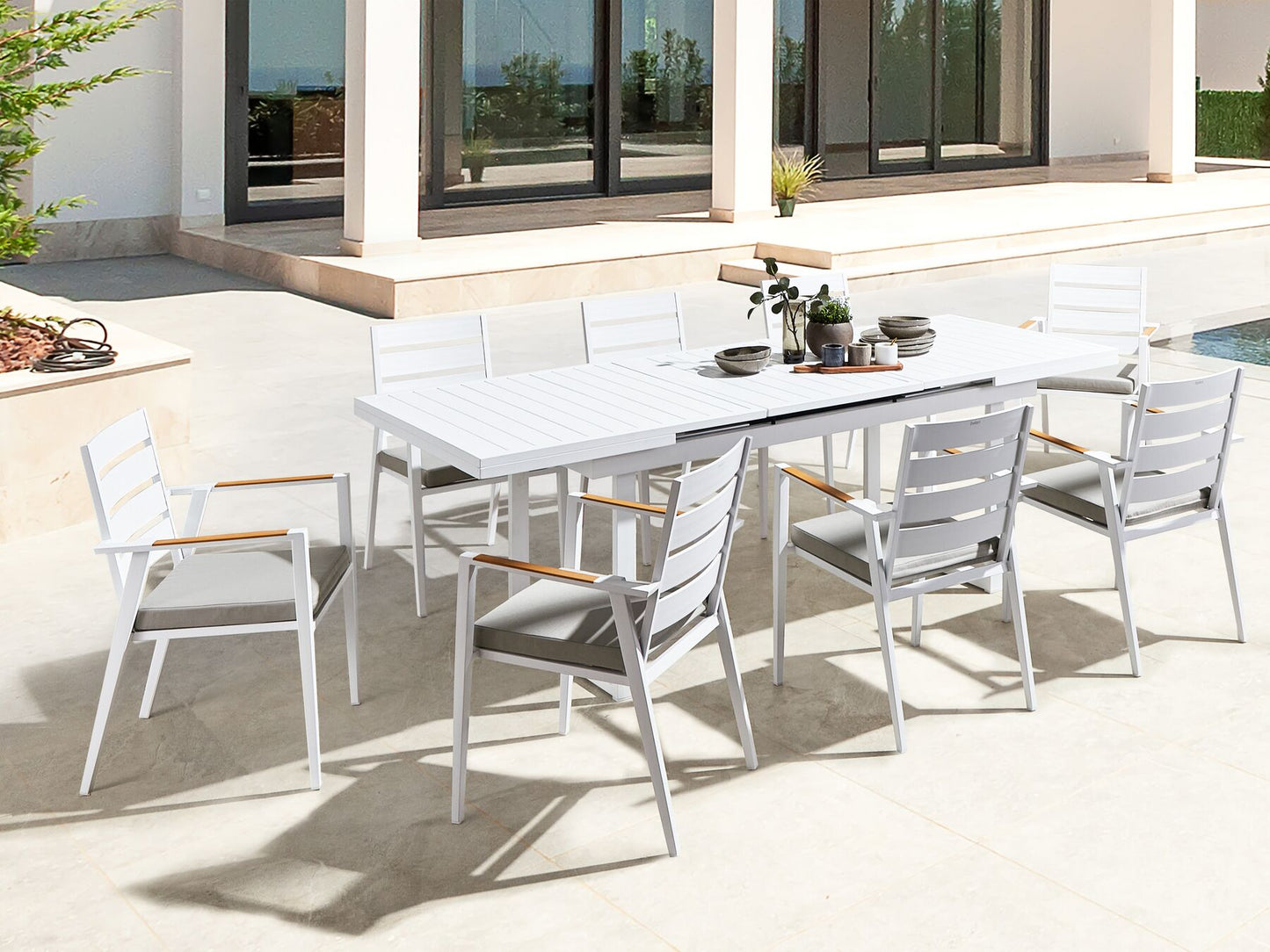 Garden Dining Set 8 Seater VALCANETTO/TAVIANO with Cushions Metal Grey