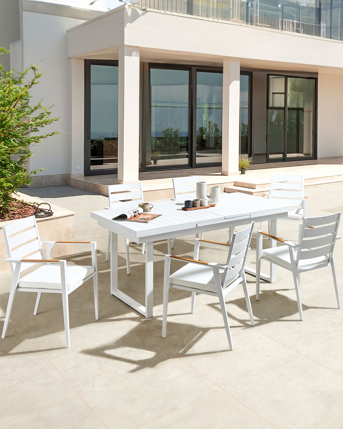 Set of 6 Garden Chairs TAVIANO Metal White