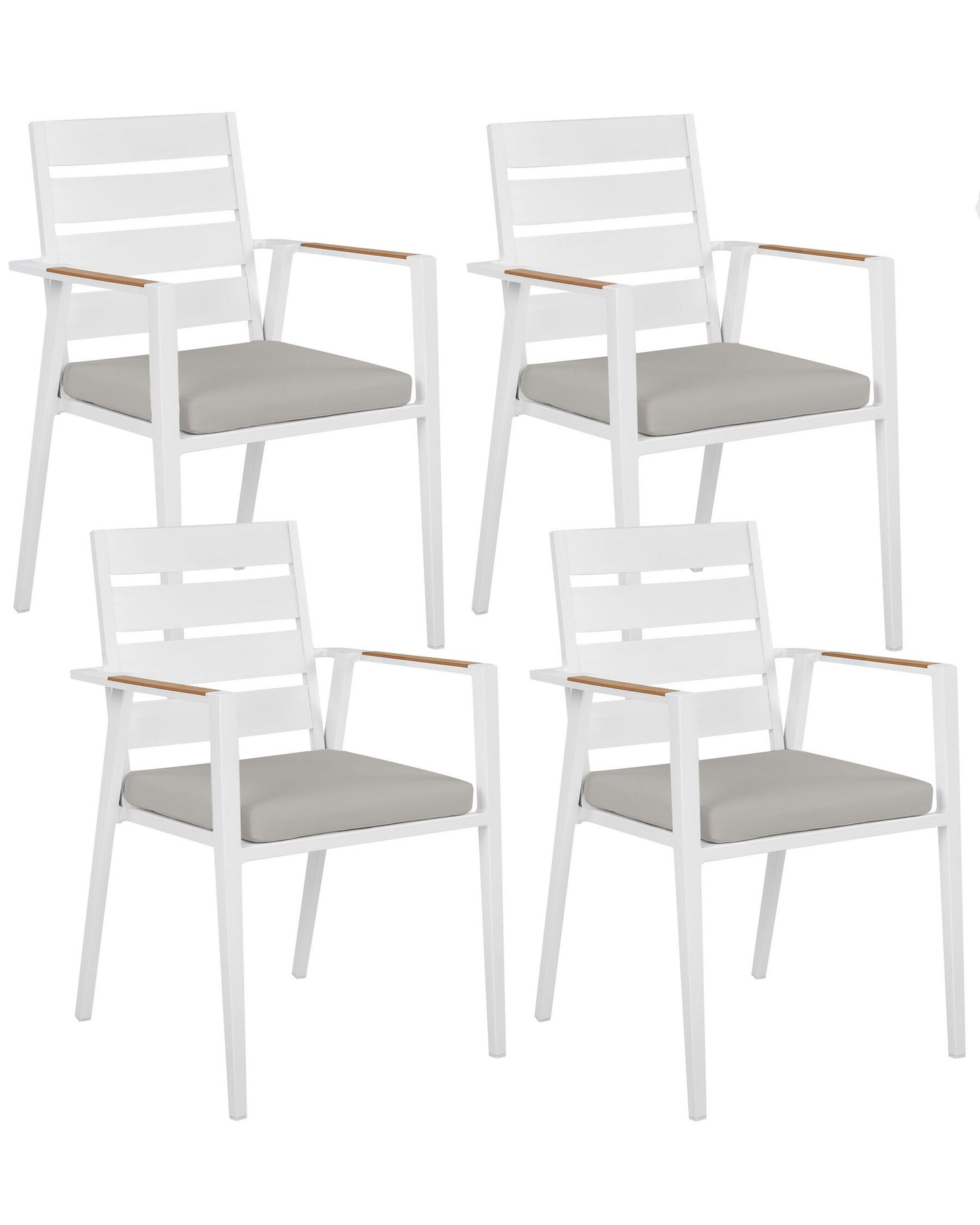 Set of 4 Garden Chairs with Cushions TAVIANO Metal Grey