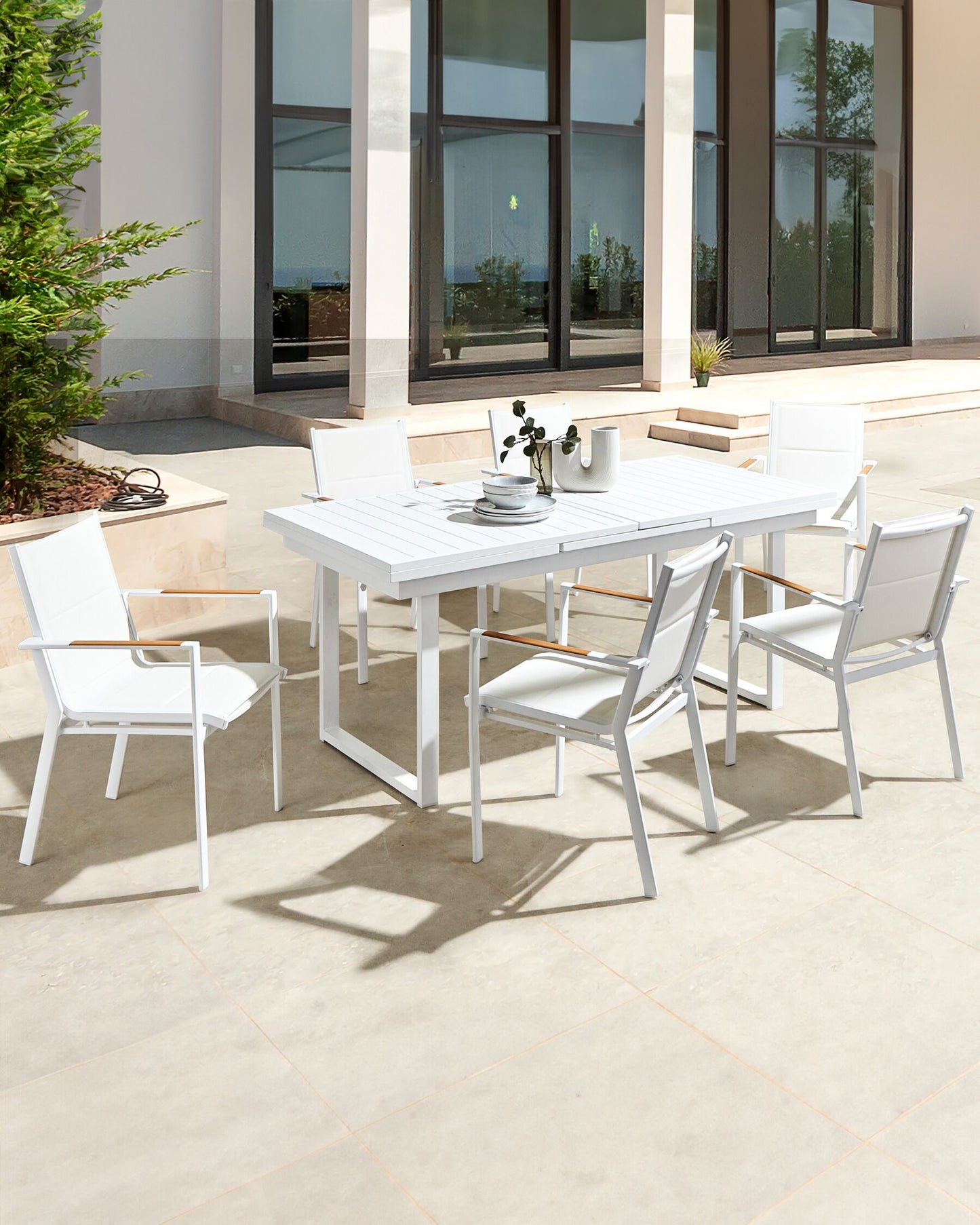 Set of 6 Garden Chairs BUSSETO Metal White