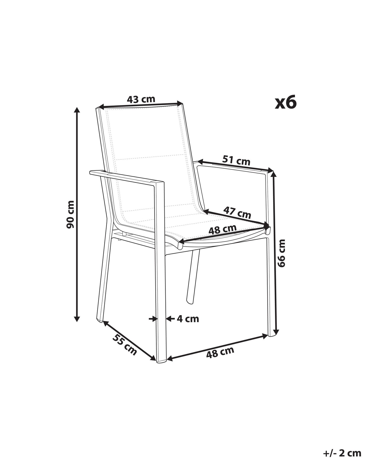 Set of 6 Garden Chairs BUSSETO Metal White