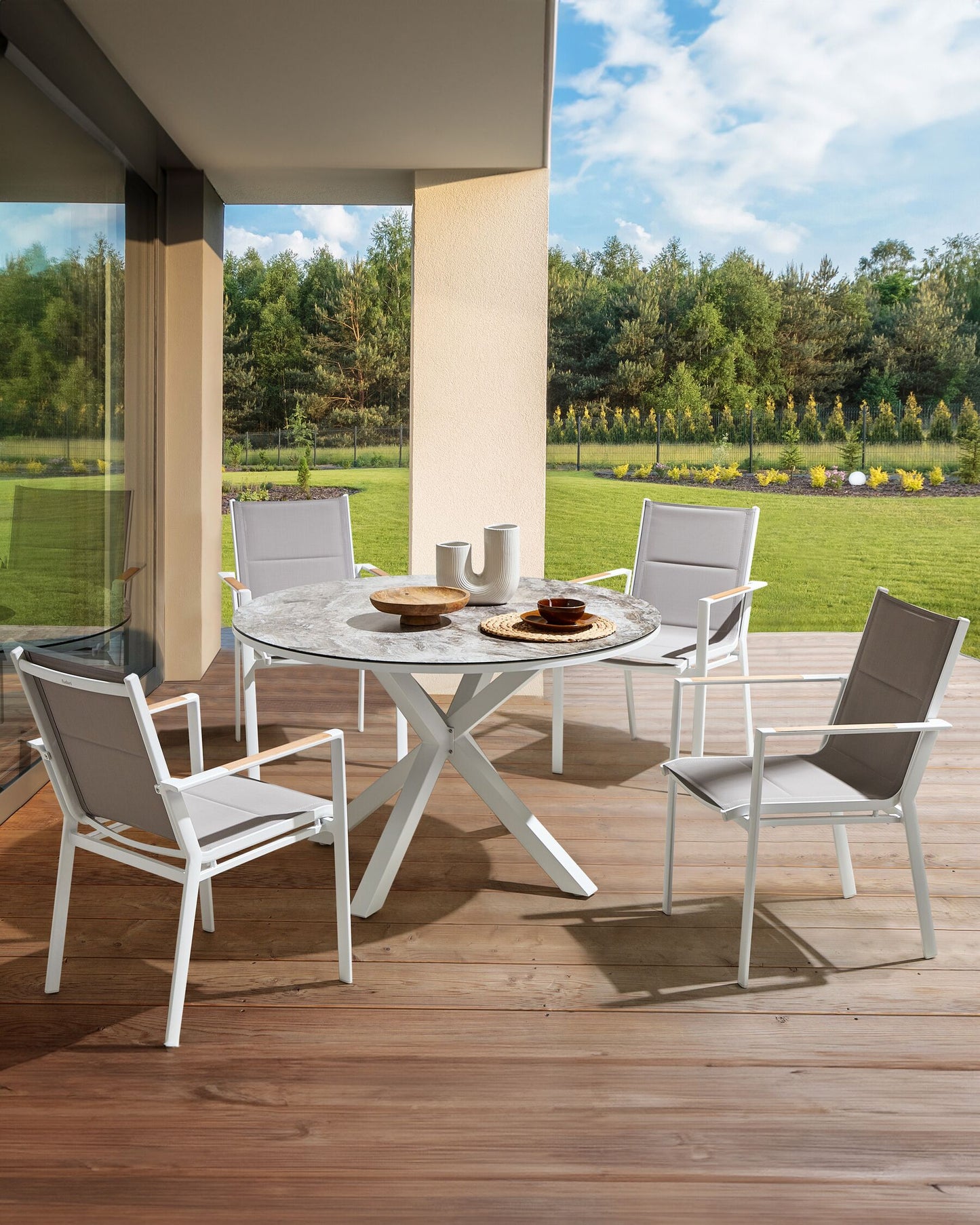 Set of 4 Garden Chairs BUSSETO Metal Grey