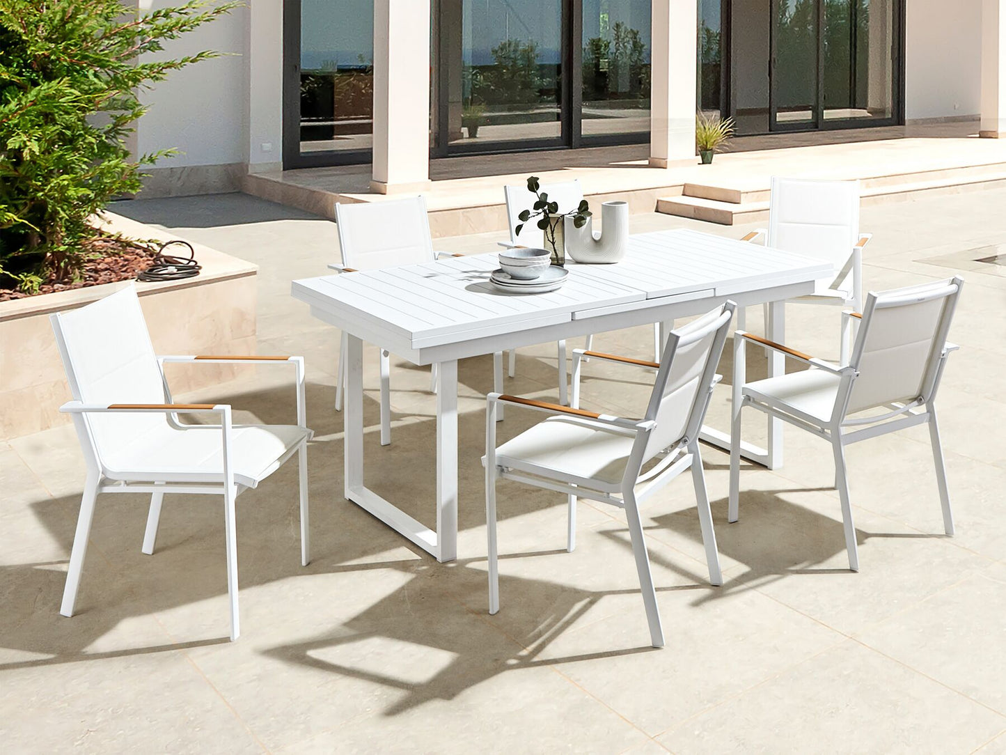 Garden Dining Set 6 Seater VALCANETTO/BUSSETO Metal White
