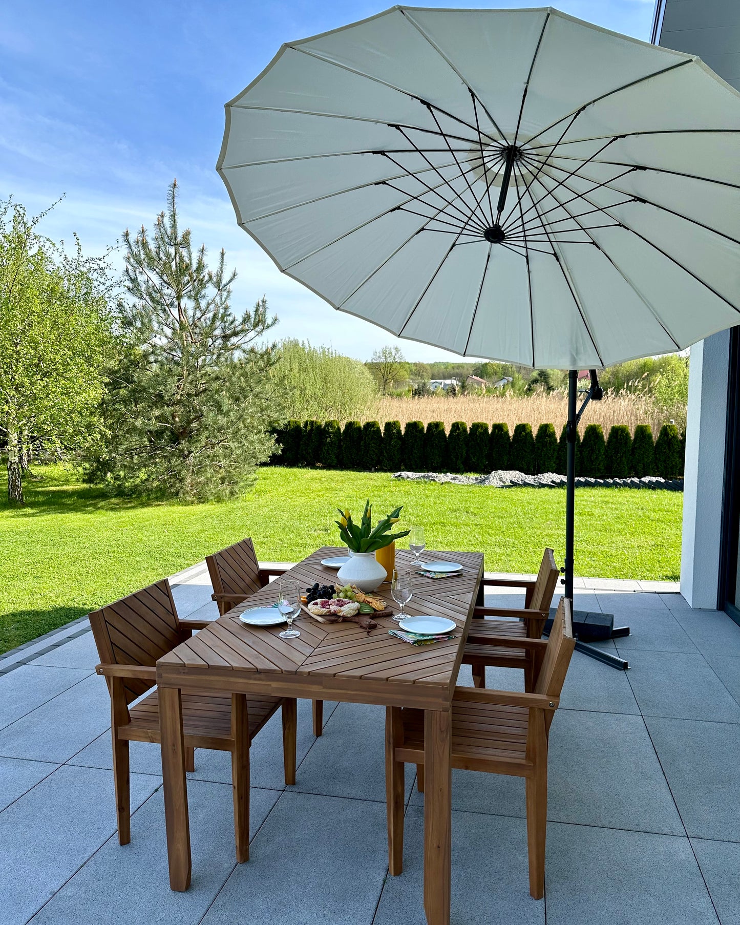 Garden Dining Set 4 Seater BARATTI Acacia Wood Brown