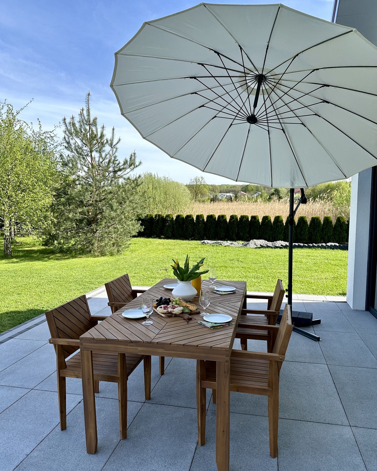 Garden Dining Set 4 Seater BARATTI Acacia Wood Brown