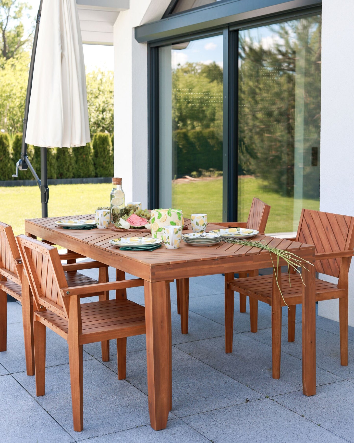 Garden Dining Set 4 Seater BARATTI Acacia Wood Brown