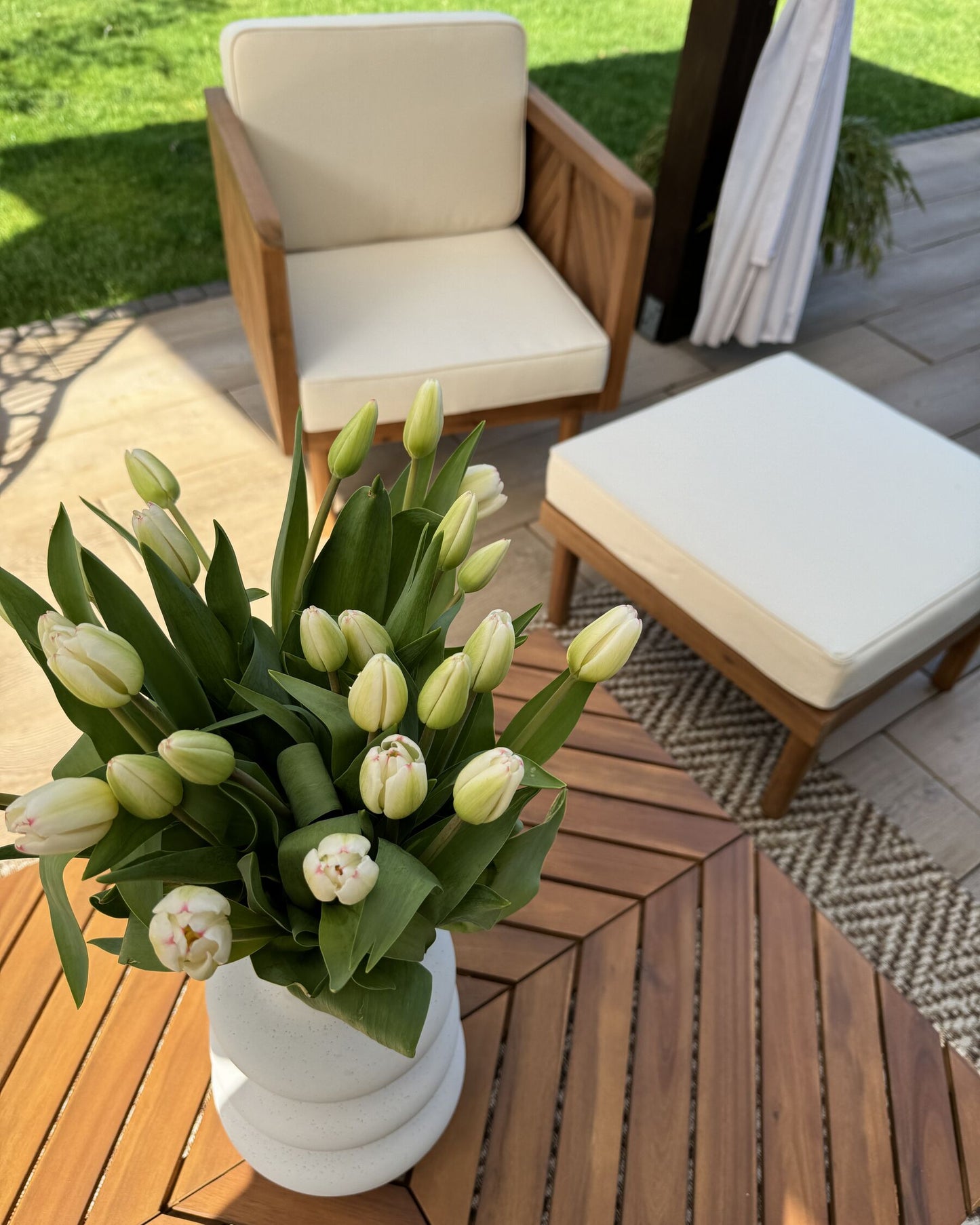 Garden Armchair with Ottoman BARATTI Acacia Wood Brown