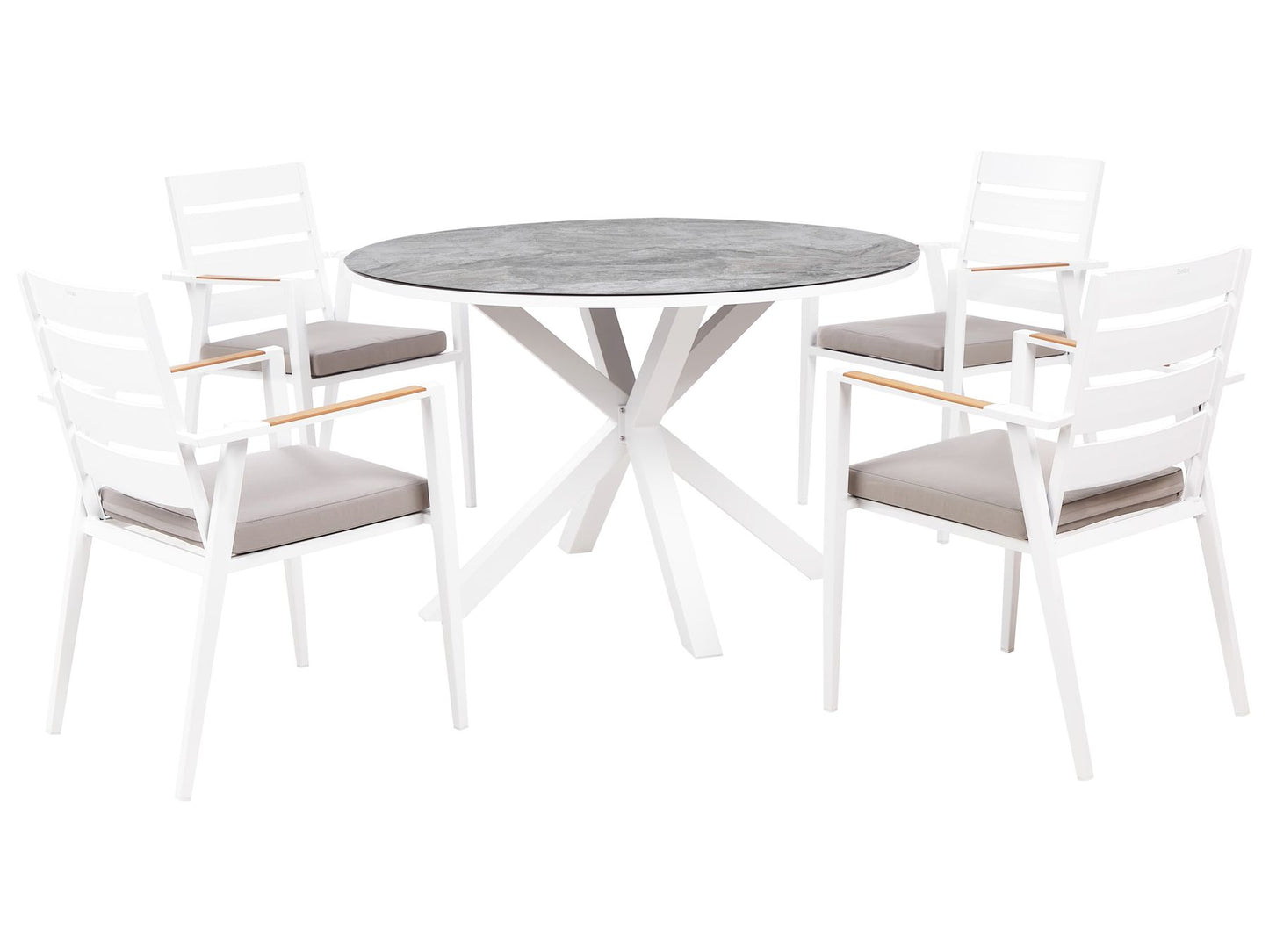 Set of 4 Garden Chairs with Cushions TAVIANO Metal Grey