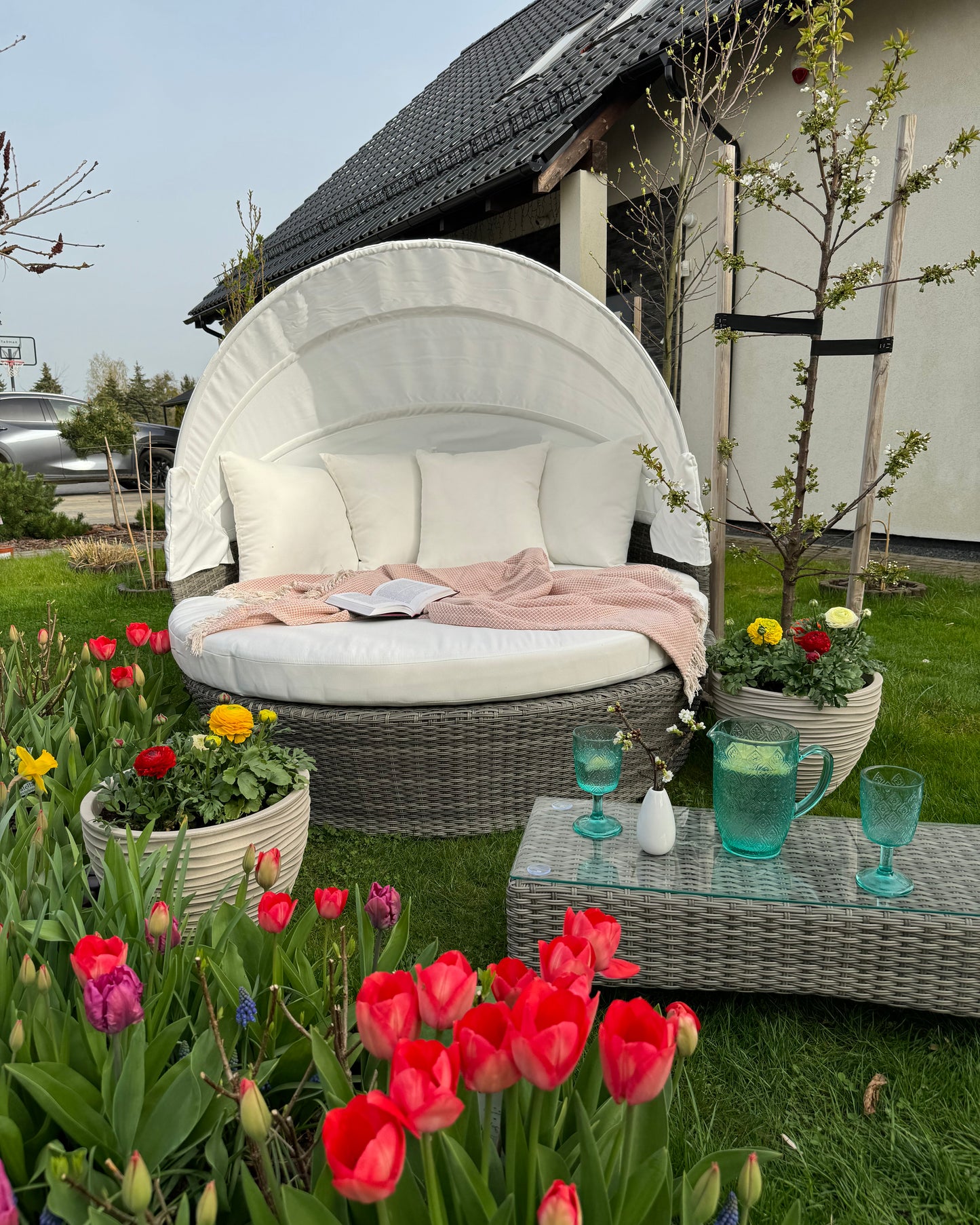 Garden Daybed Rattan Grey
