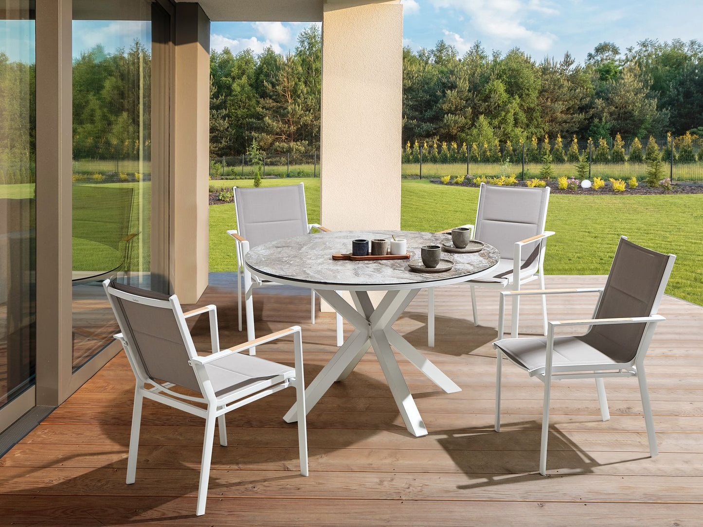 Set of 4 Garden Chairs BUSSETO Metal Grey