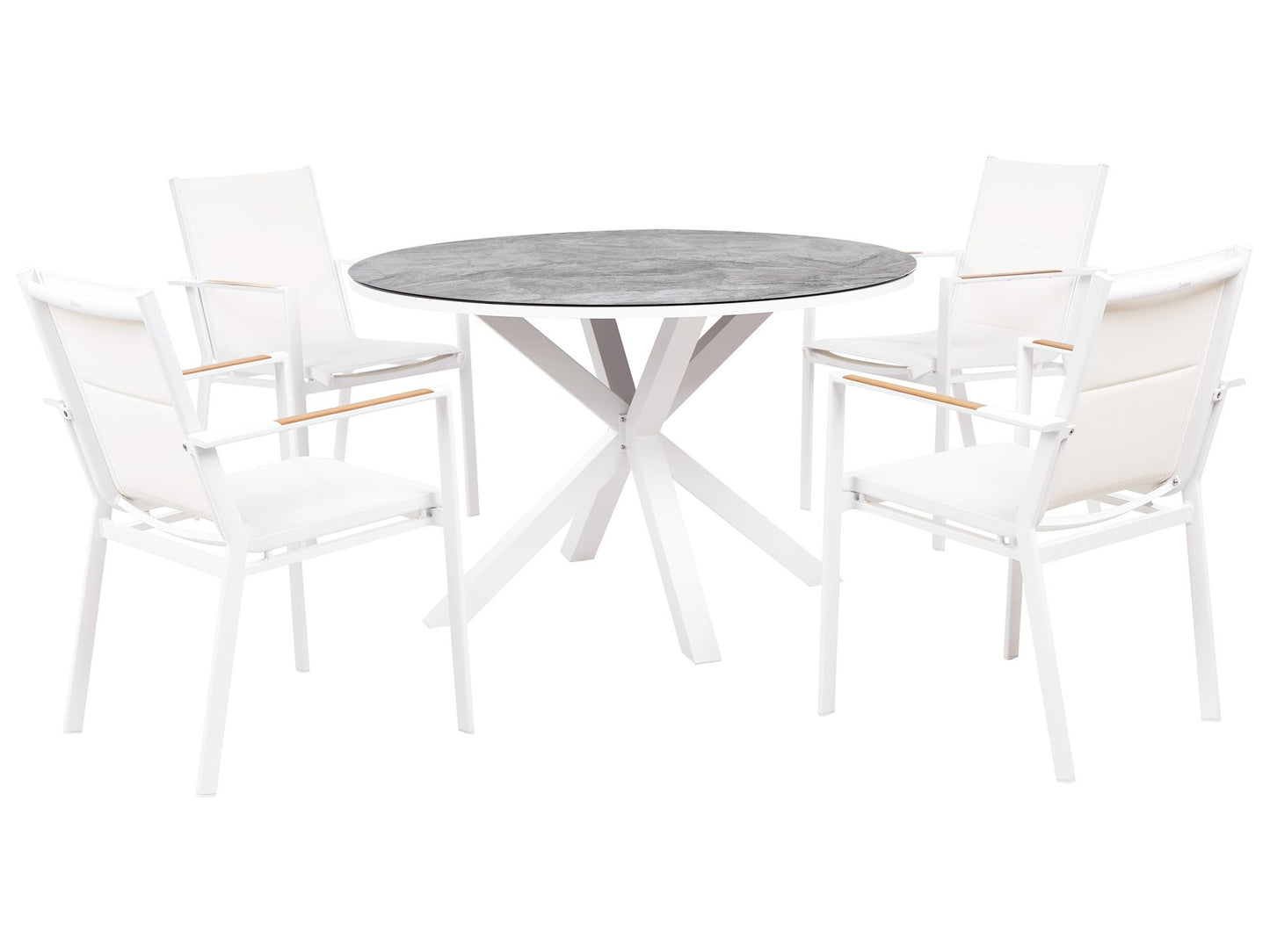 Garden Dining Set 4 Seater MALETTO/BUSSETO Metal Marble Effect White