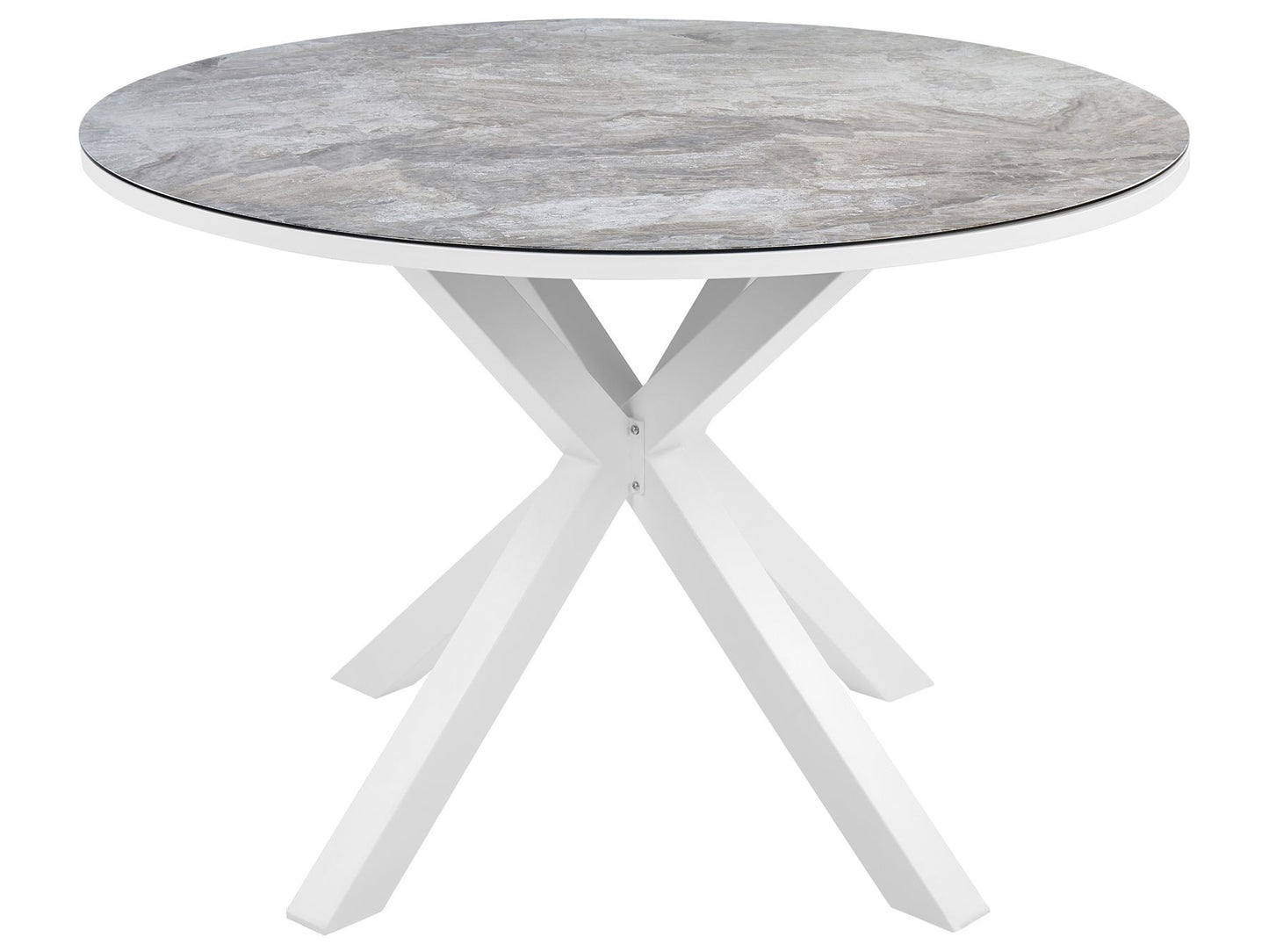 Garden Dining Set 4 Seater MALETTO/BUSSETO Metal Marble Effect White
