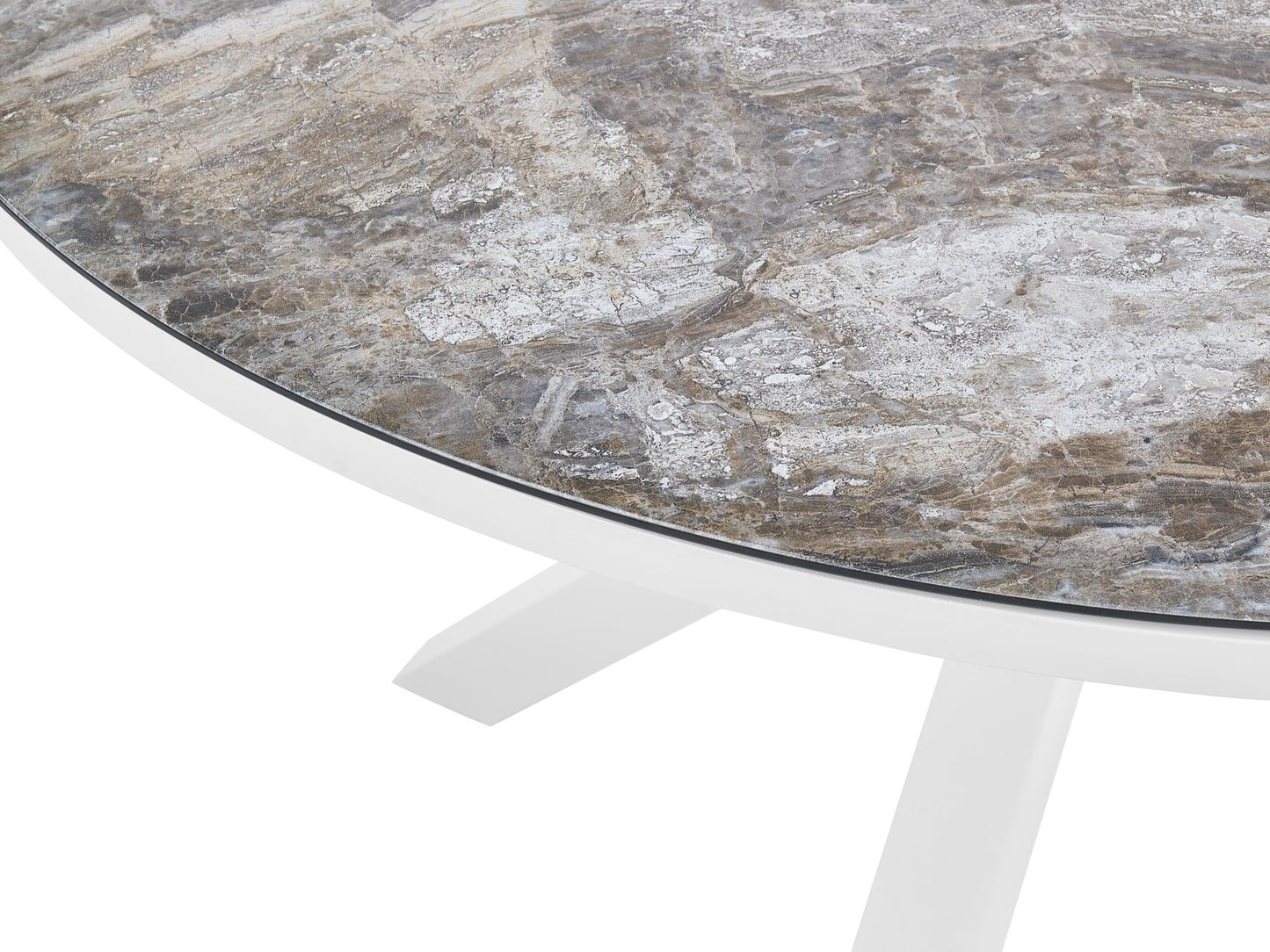 Garden Dining Set 4 Seater MALETTO/BUSSETO Metal Marble Effect White
