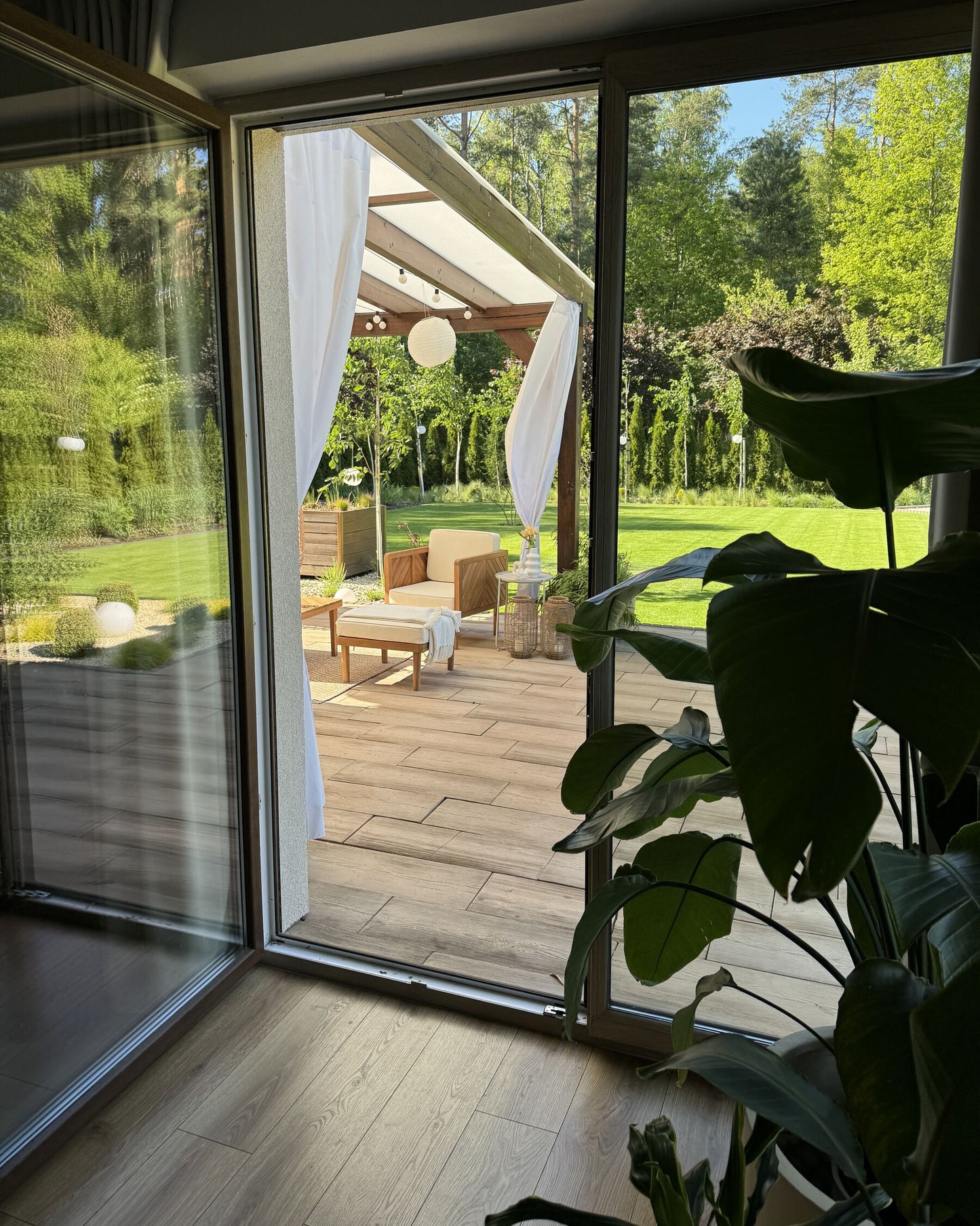 Garden Armchair with Ottoman BARATTI Acacia Wood Brown