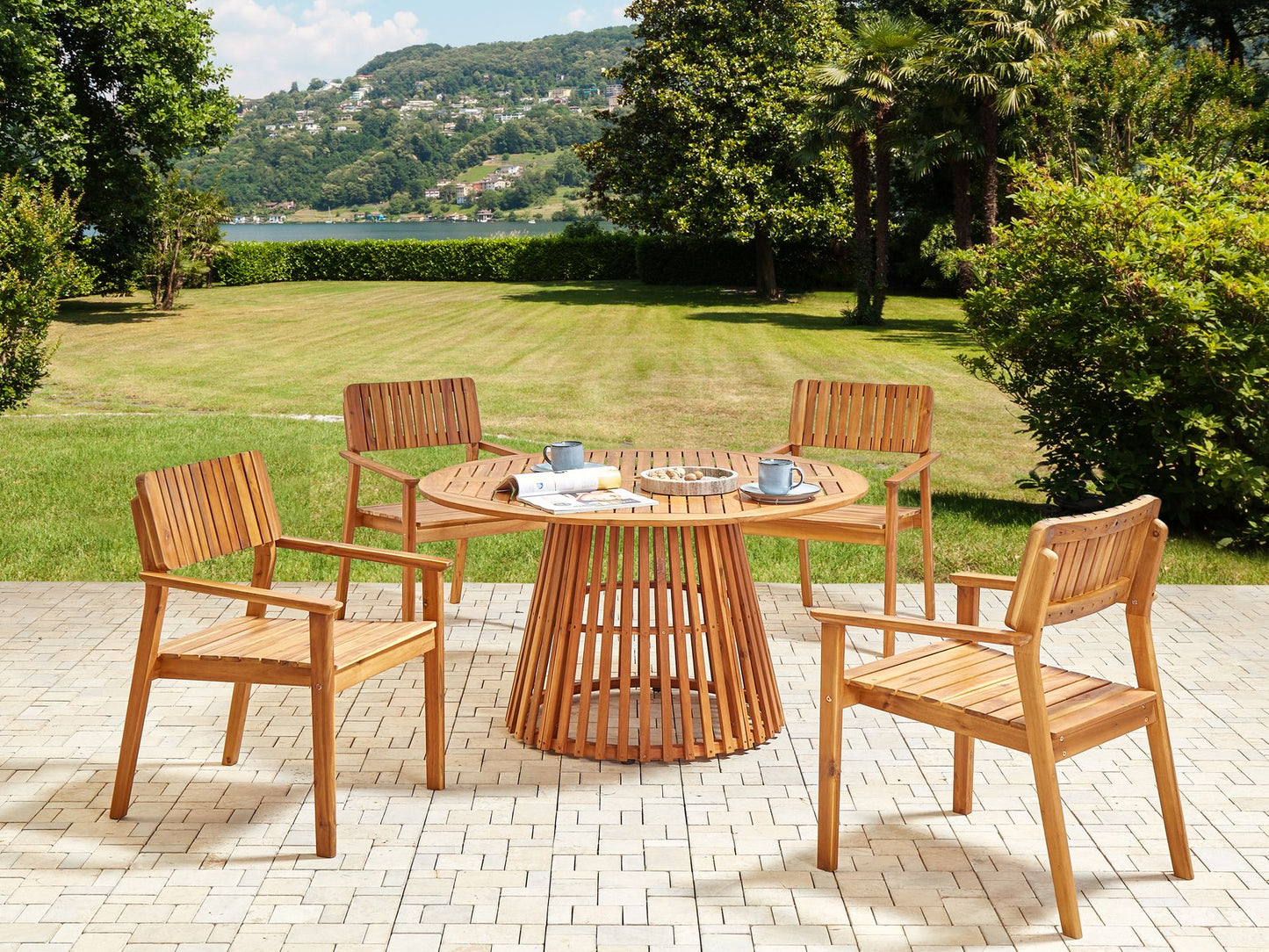 Garden Dining Set 4 Seater AGELLO Acacia Wood Brown