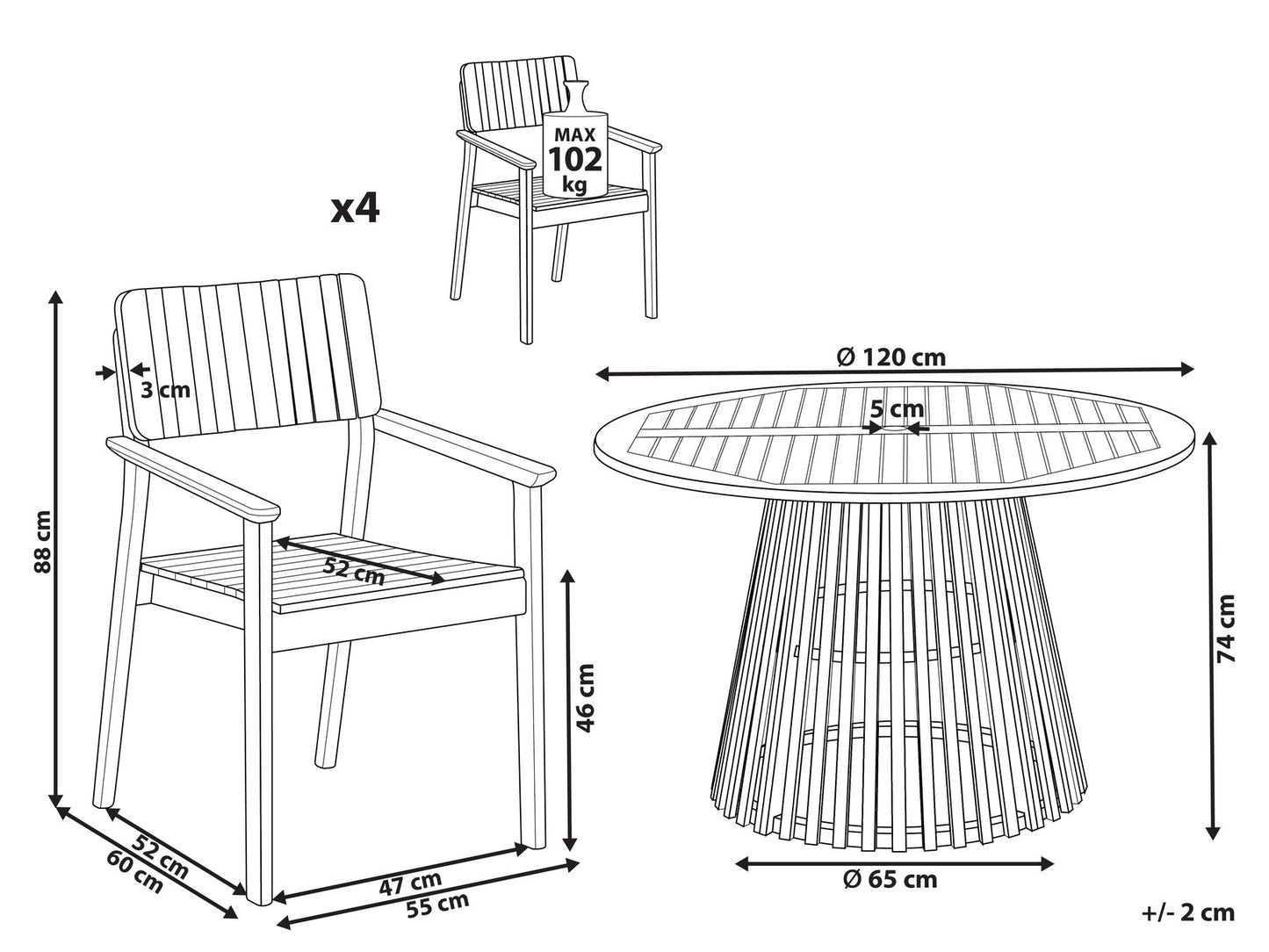 Garden Dining Set 4 Seater AGELLO Acacia Wood Brown