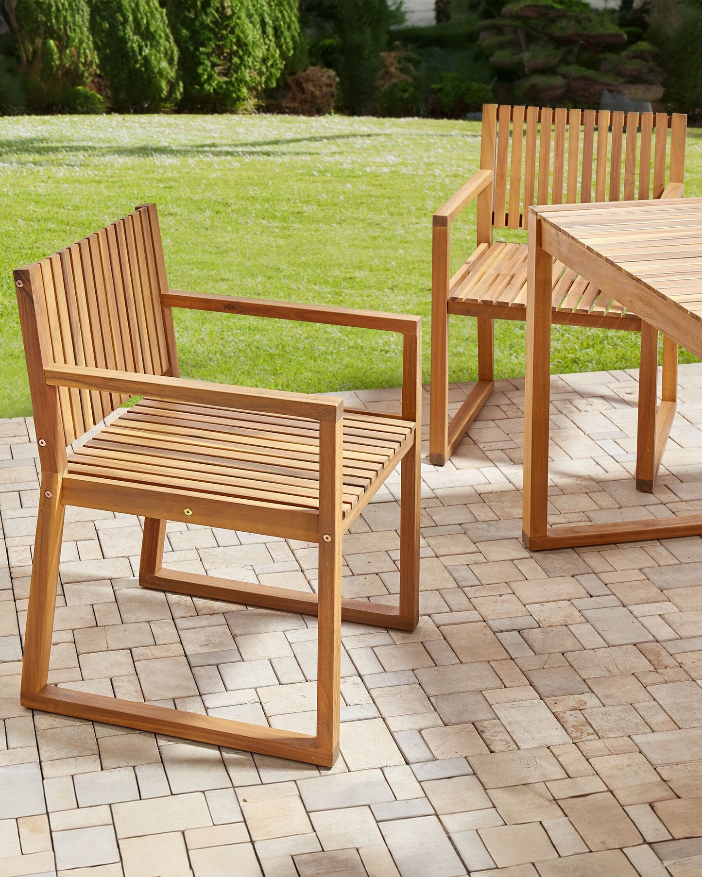 Set of 2 Garden Chairs SASSARI II Certified Acacia Wood Light Brown