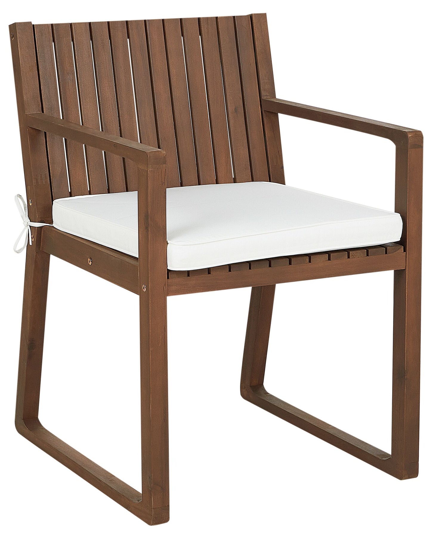 Set of 8 Garden Chairs with Cushions SASSARI Acacia Wood Off-White
