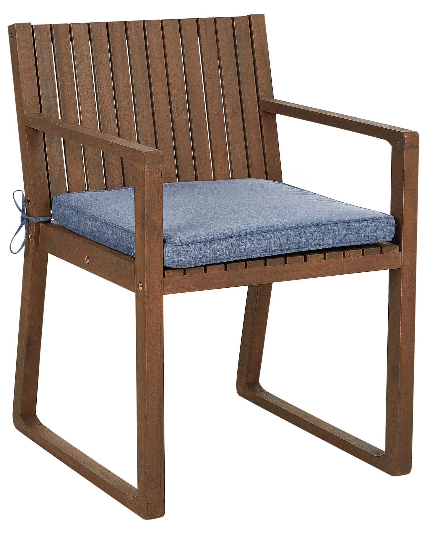 Set of 8 Garden Chairs with Cushions SASSARI Acacia Wood Blue