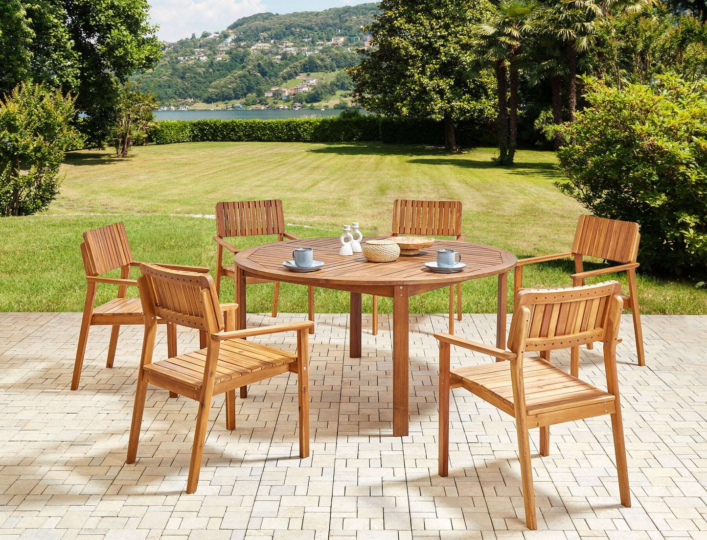 Garden Dining Set 6 Seater AGELLO Acacia Wood Brown