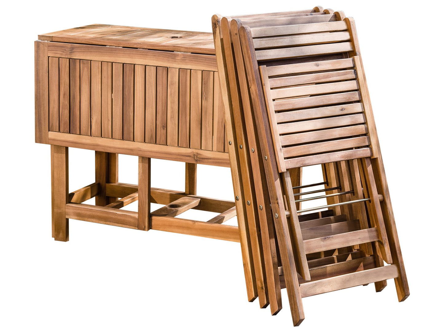 Garden Dining Set 4 Seater FRASSINE Acacia Wood Brown