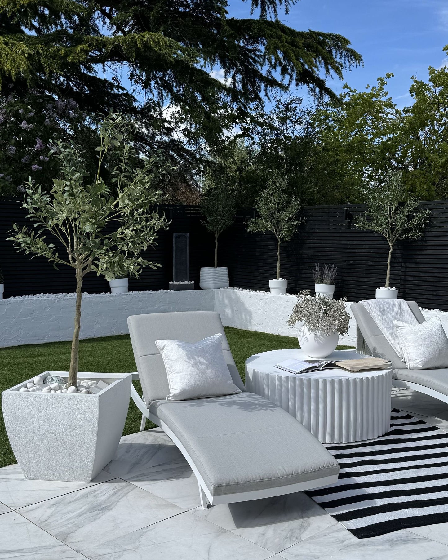 Fabric Reclining Sun Lounger Light Grey AMELIA