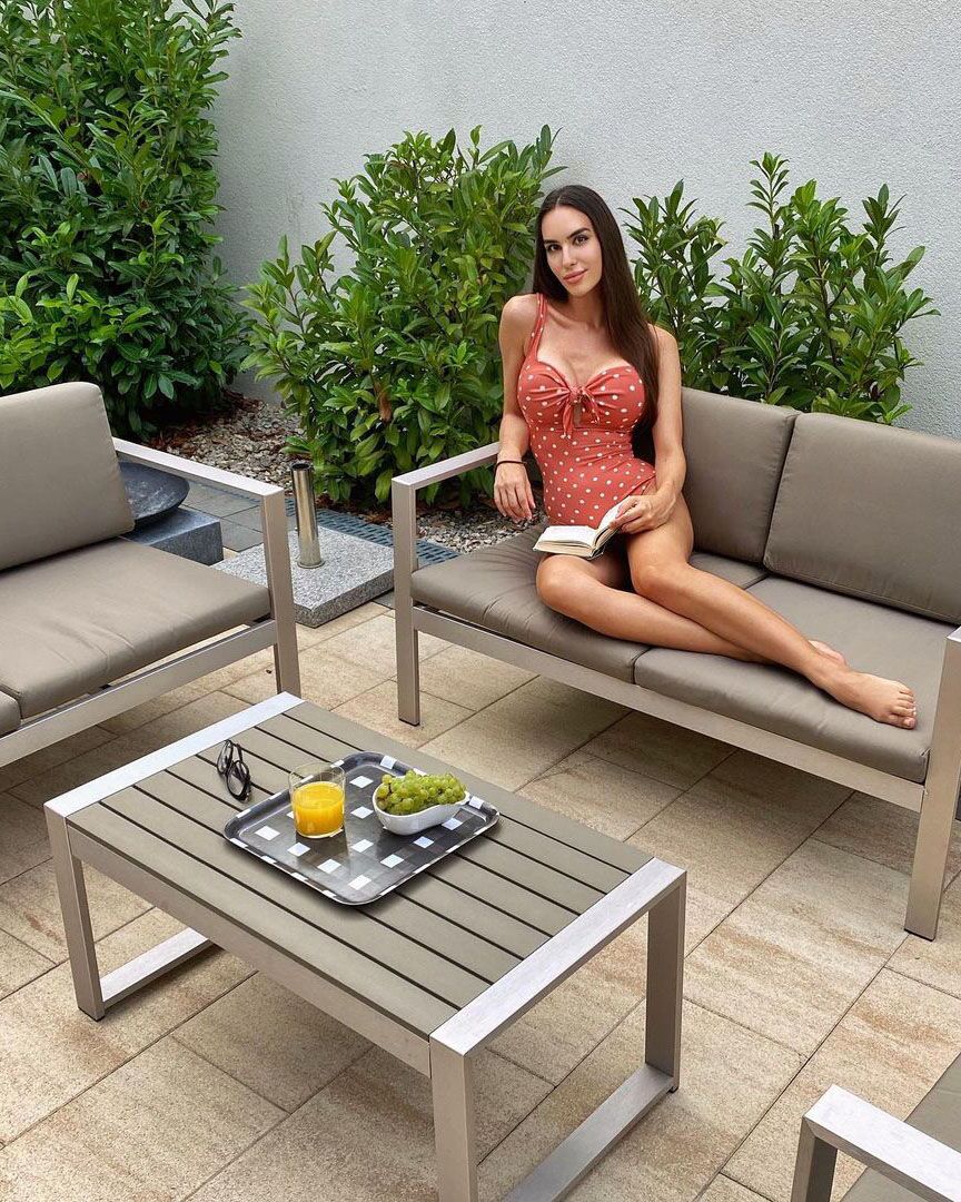 Garden Lounge Set with Table 4 Seater SALERNO Metal Dark Grey