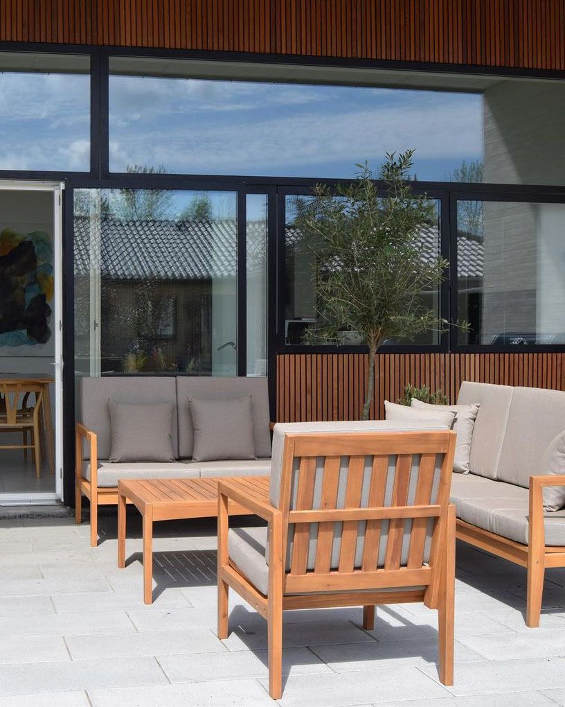7 Seater Certified Acacia Wood Garden Lounge Set Grey PATAJA