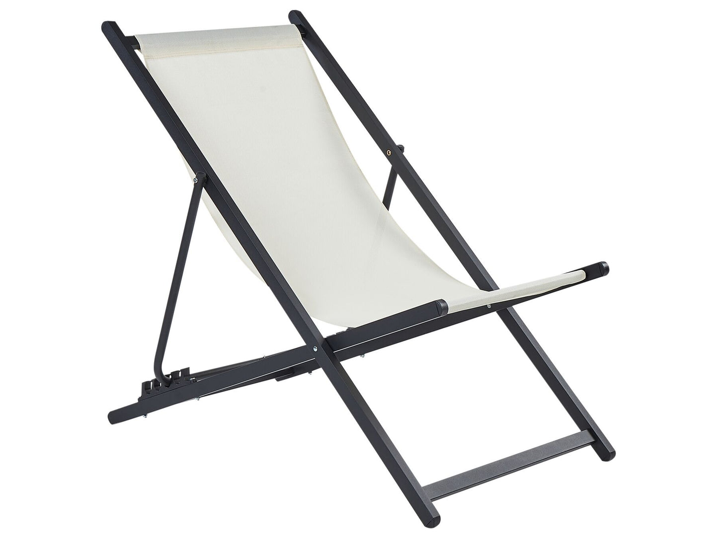 Folding Deck Chair Cream and Black LOCRI II