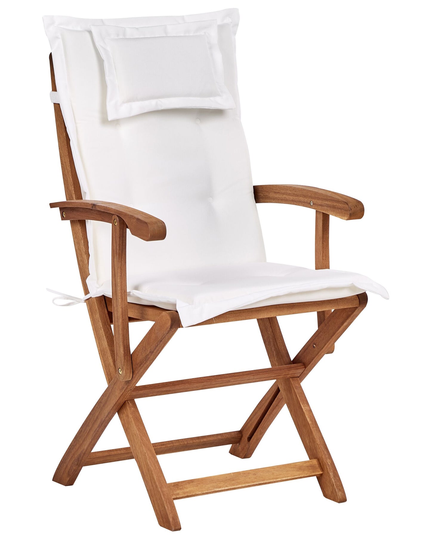 Set of 2 Garden Chairs with Cushions MAUI II Acacia Wood Off-White