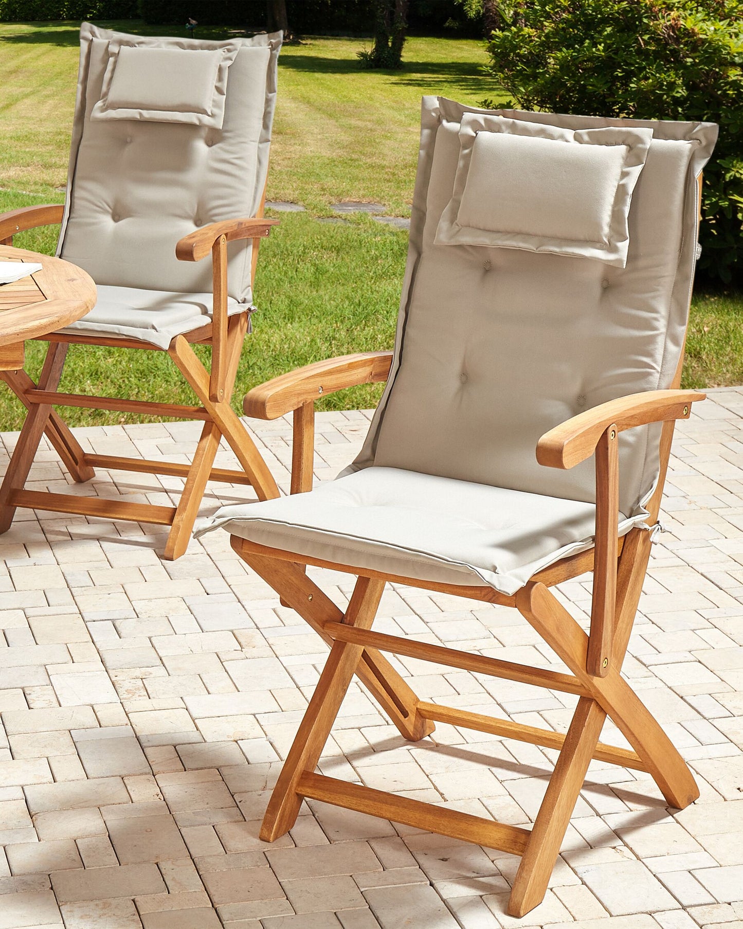 Set of 2 Garden Chairs with Cushions MAUI II Acacia Wood Taupe