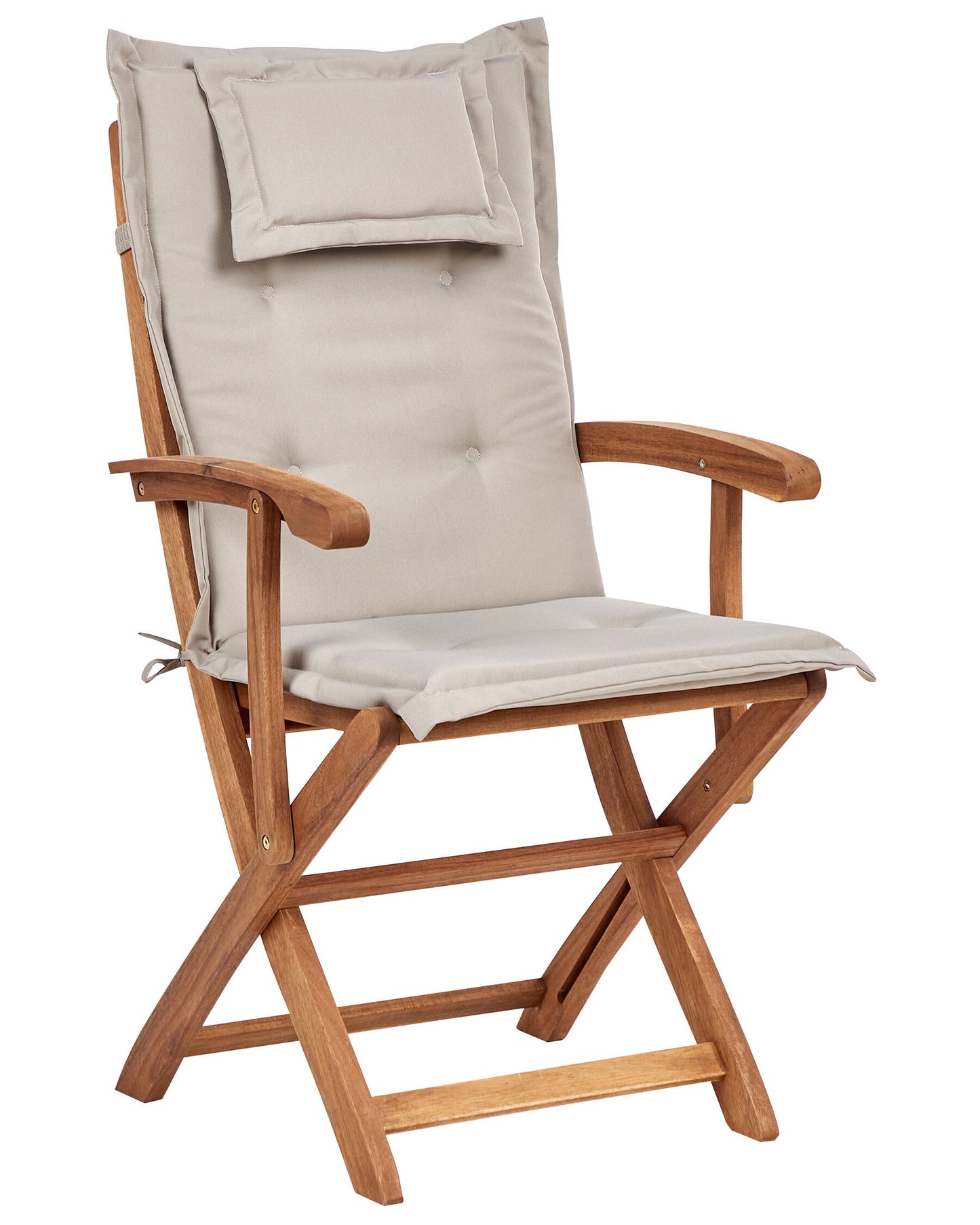 Set of 2 Garden Chairs with Cushions MAUI II Acacia Wood Taupe