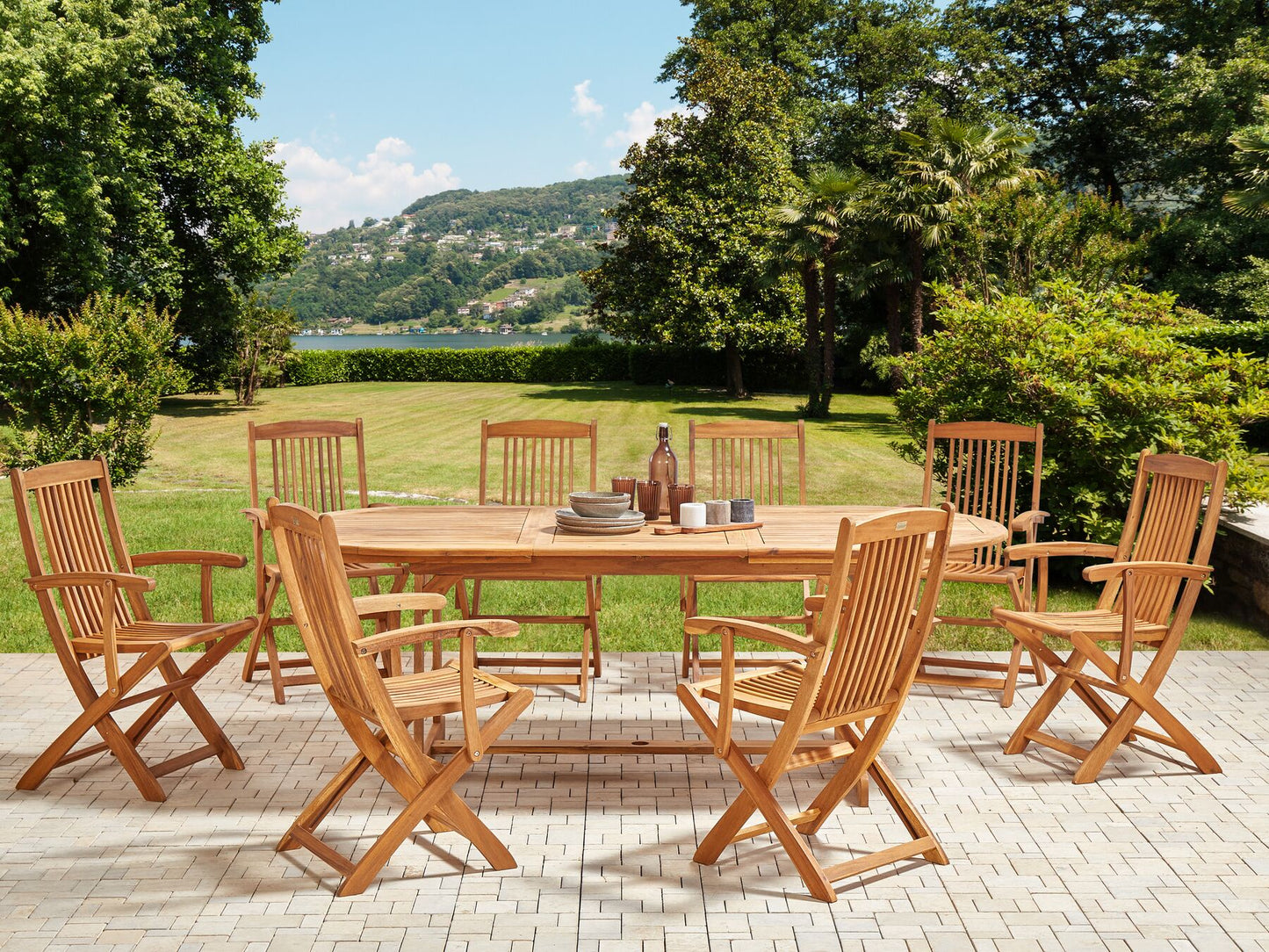 Garden Dining Set 8 Seater MAUI II Acacia Wood Light Brown