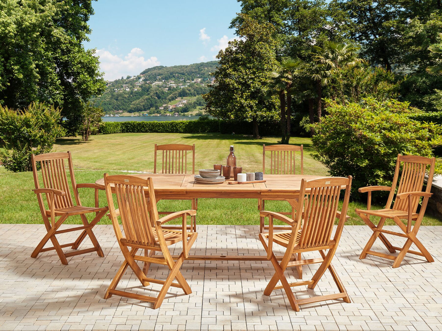Garden Dining Set 6 Seater MAUI II Acacia Wood Light Brown