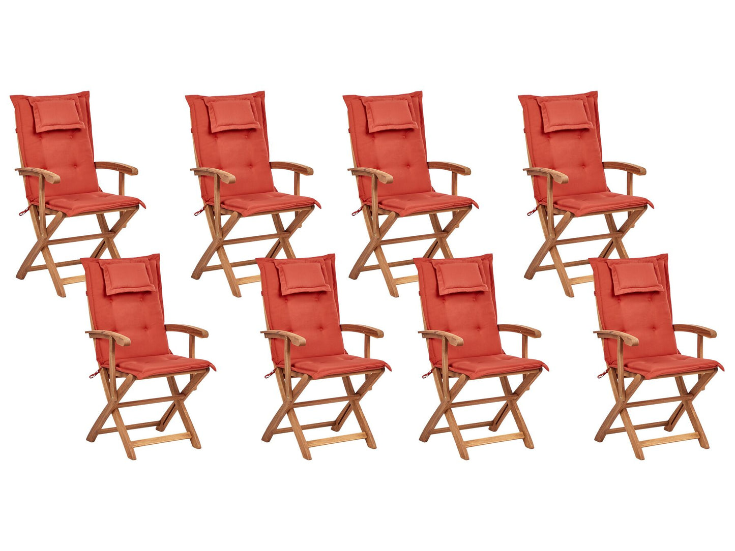 Garden Dining Set 8 Seater MAUI II with Cushions Acacia Wood Dark Red