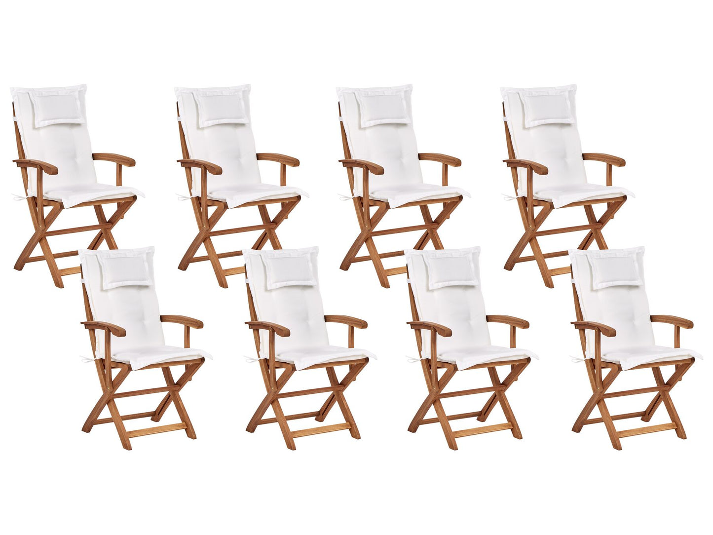 Garden Dining Set 8 Seater MAUI II with Cushions Acacia Wood Off-White