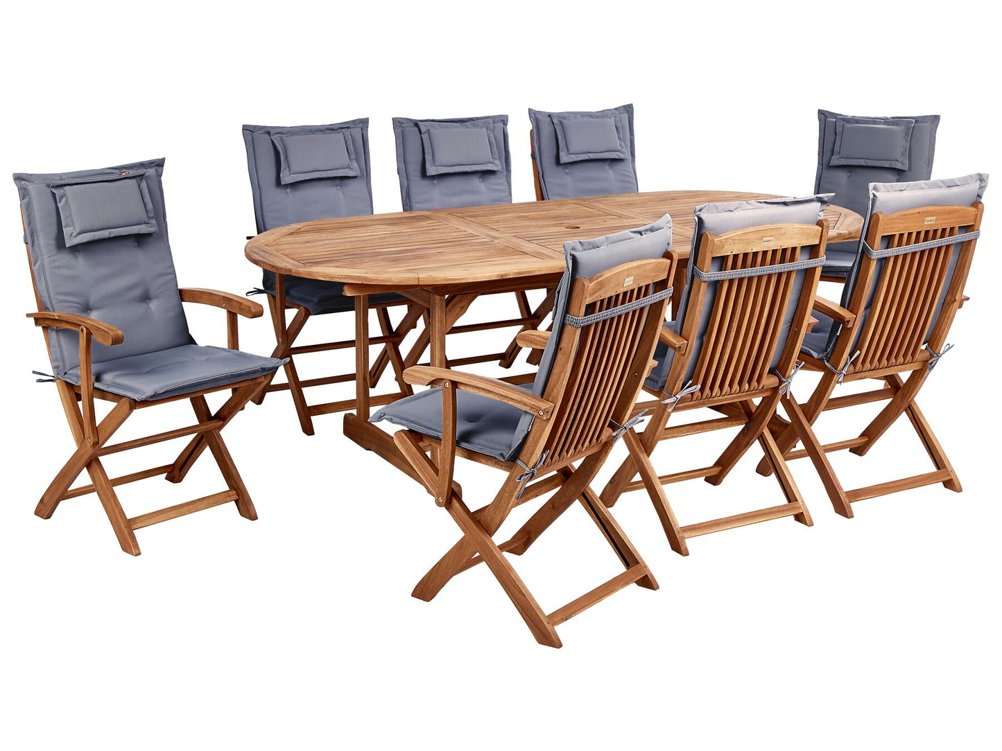 Garden Dining Set 8 Seater MAUI II with Cushions Acacia Wood Graphite Grey