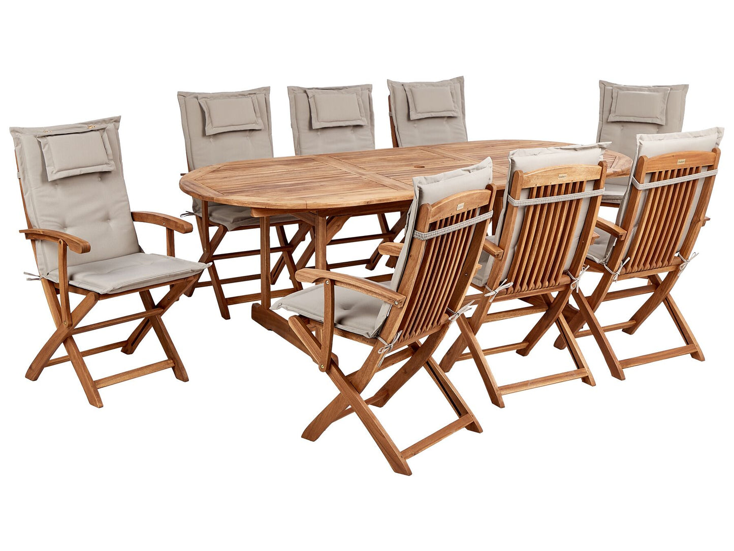 Garden Dining Set 8 Seater MAUI II with Parasol Acacia Wood Taupe