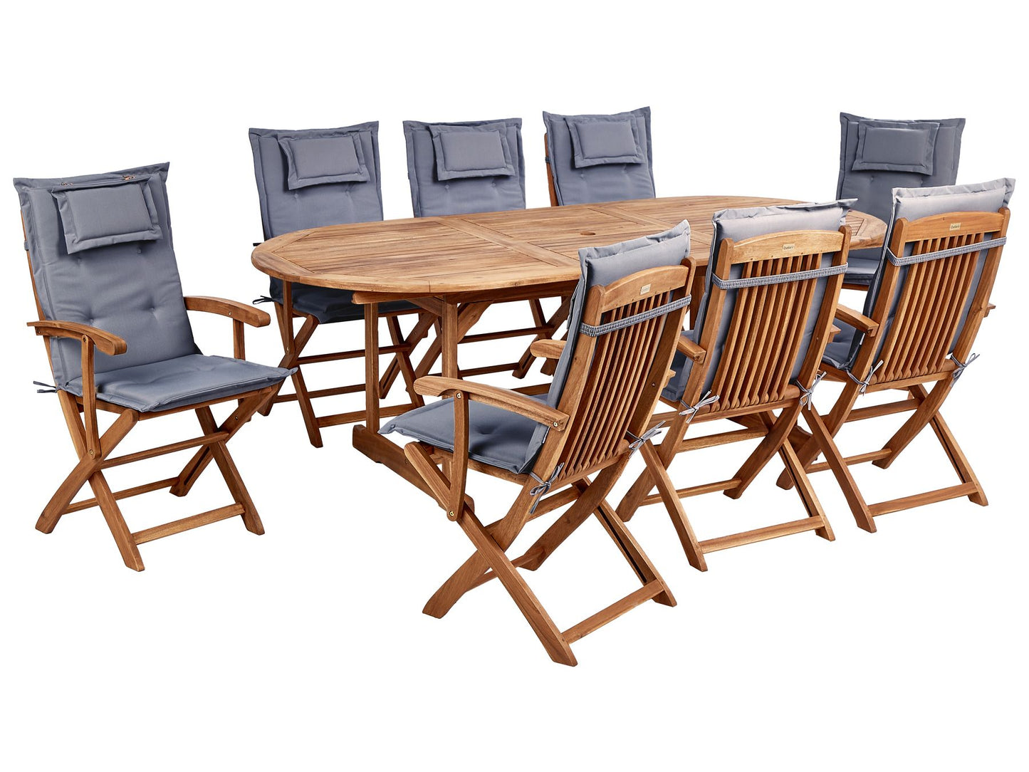 Garden Dining Set 8 Seater MAUI II with Parasol Acacia Wood Graphite Grey