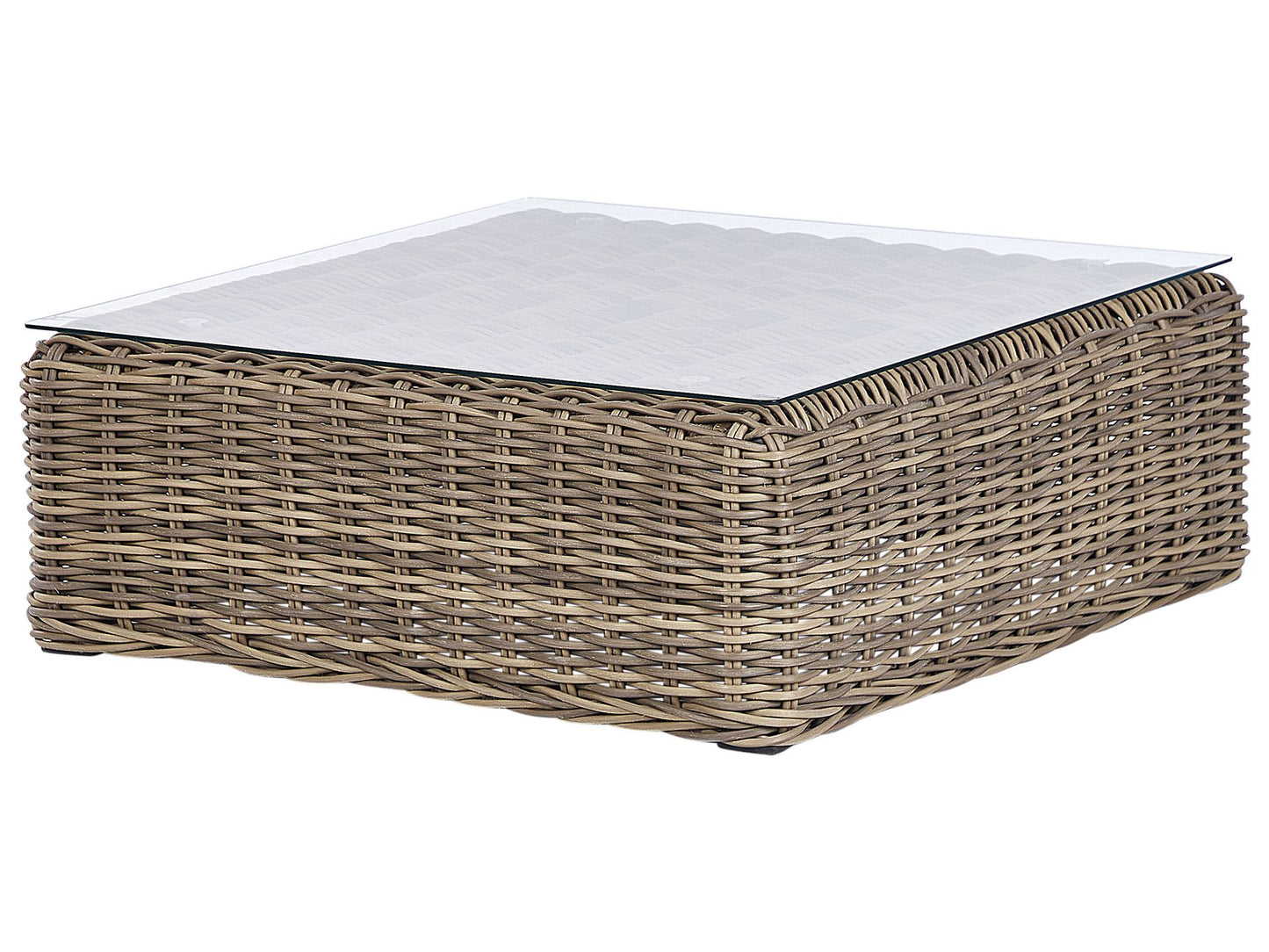 Garden Corner Sofa with Ottoman 6 Seater PALERMO Modular PE Rattan Light Brown
