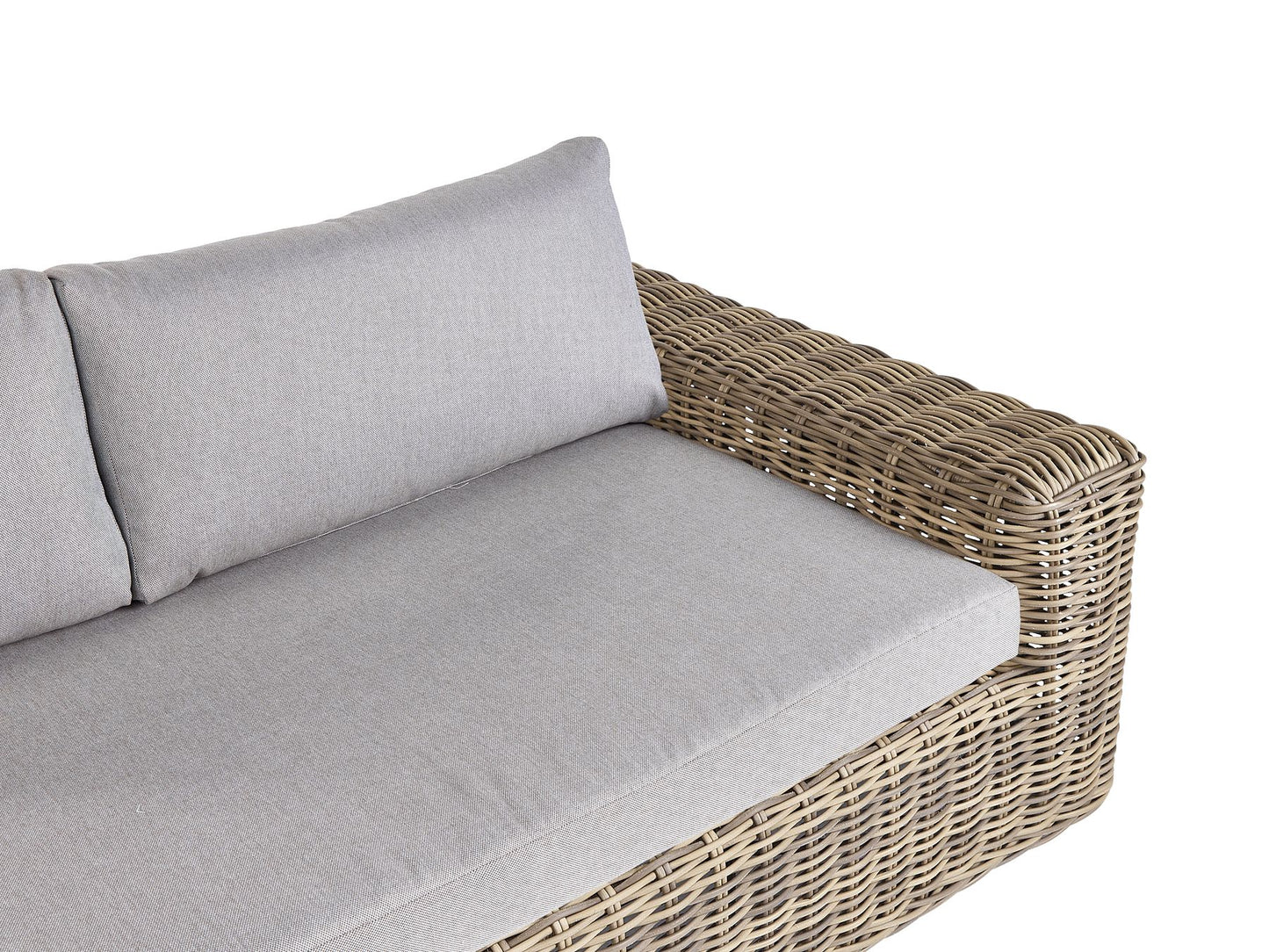 Garden Corner Sofa with Ottoman 6 Seater PALERMO Modular PE Rattan Light Brown