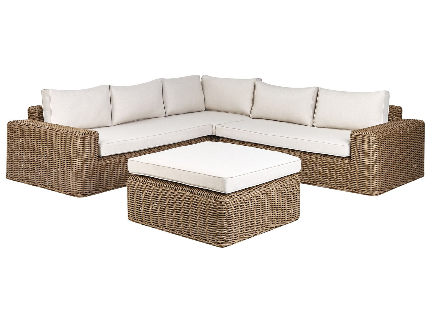Garden Corner Sofa with Ottoman 6 Seater PALERMO Modular PE Rattan Brown