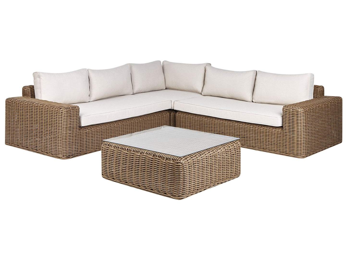 Garden Corner Sofa with Ottoman 6 Seater PALERMO Modular PE Rattan Brown