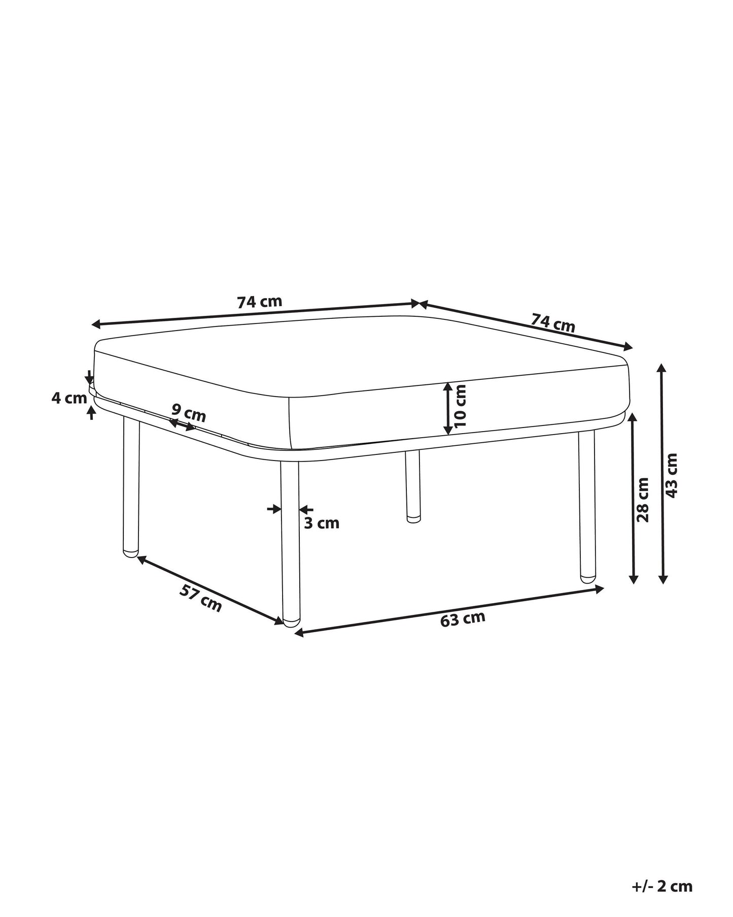 Garden Ottoman SENISE Metal Grey