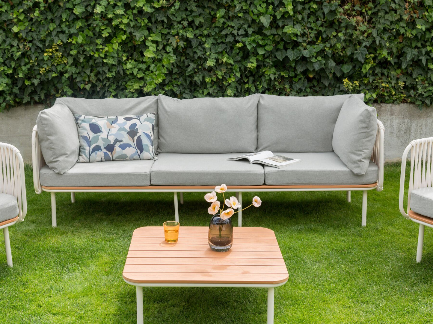 Garden Sofa 3 Seater SENISE Metal Grey
