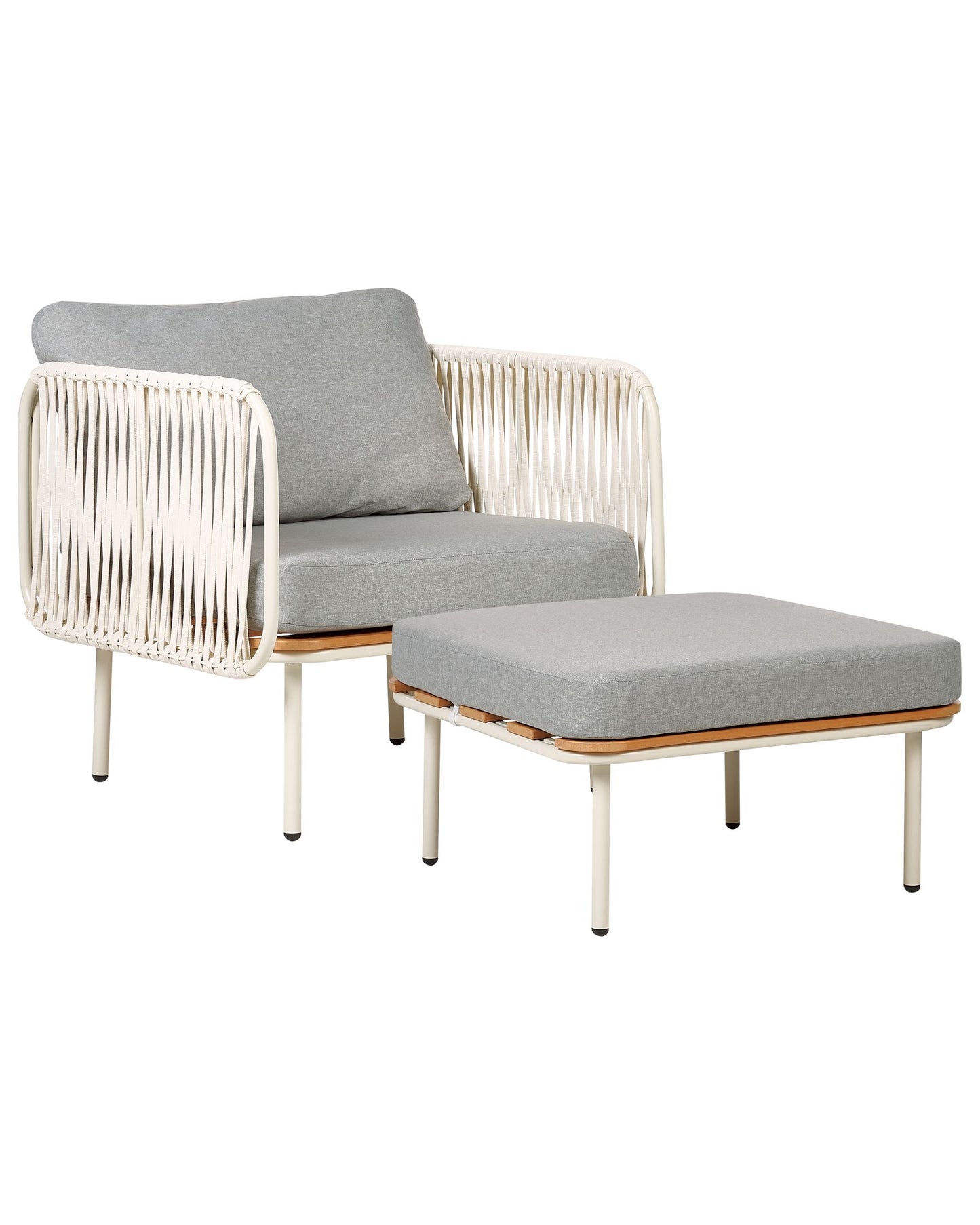 Garden Armchair with Ottoman SENISE Metal Grey