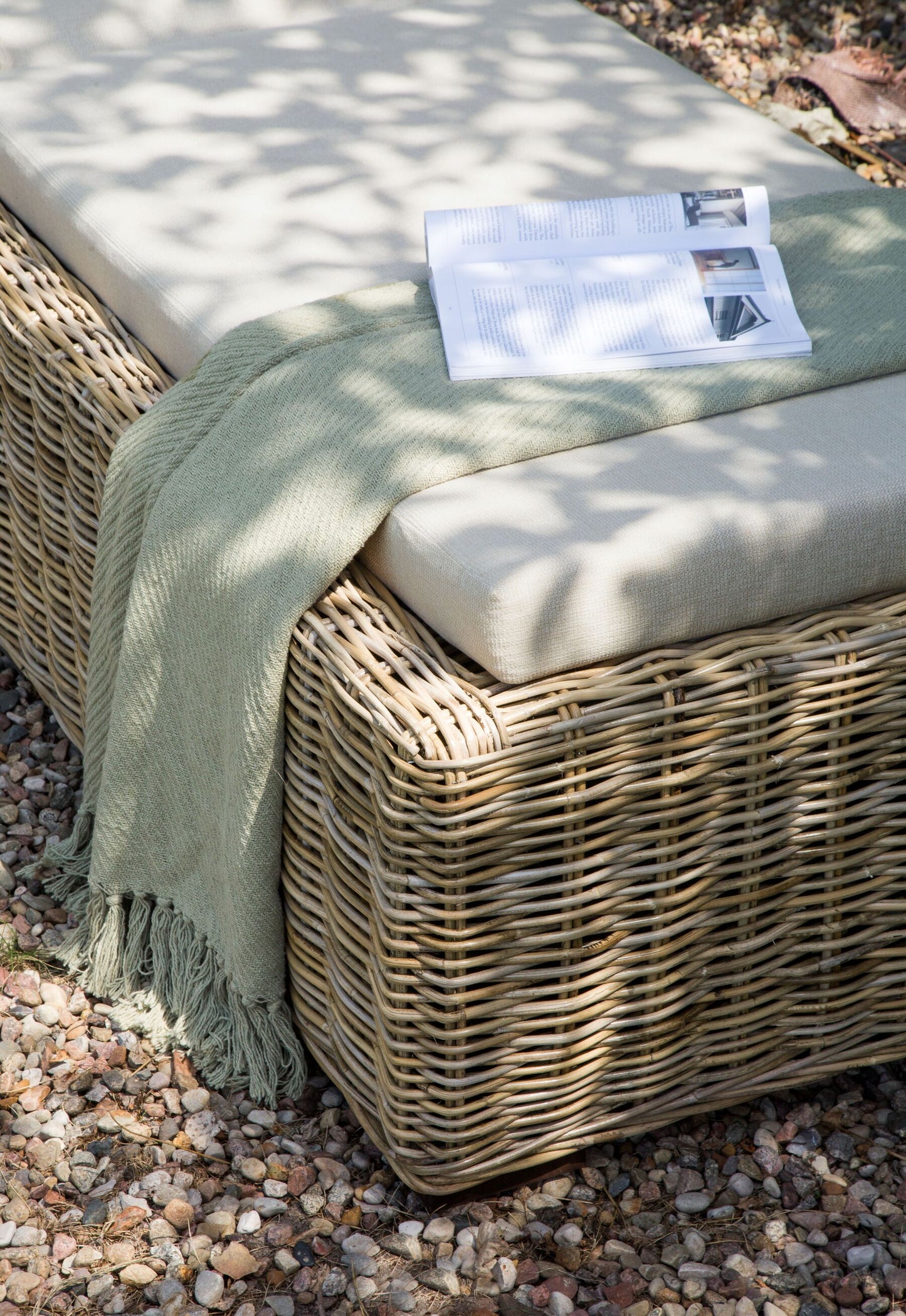 Rattan Sun Lounger with Cushion Taupe PALESE