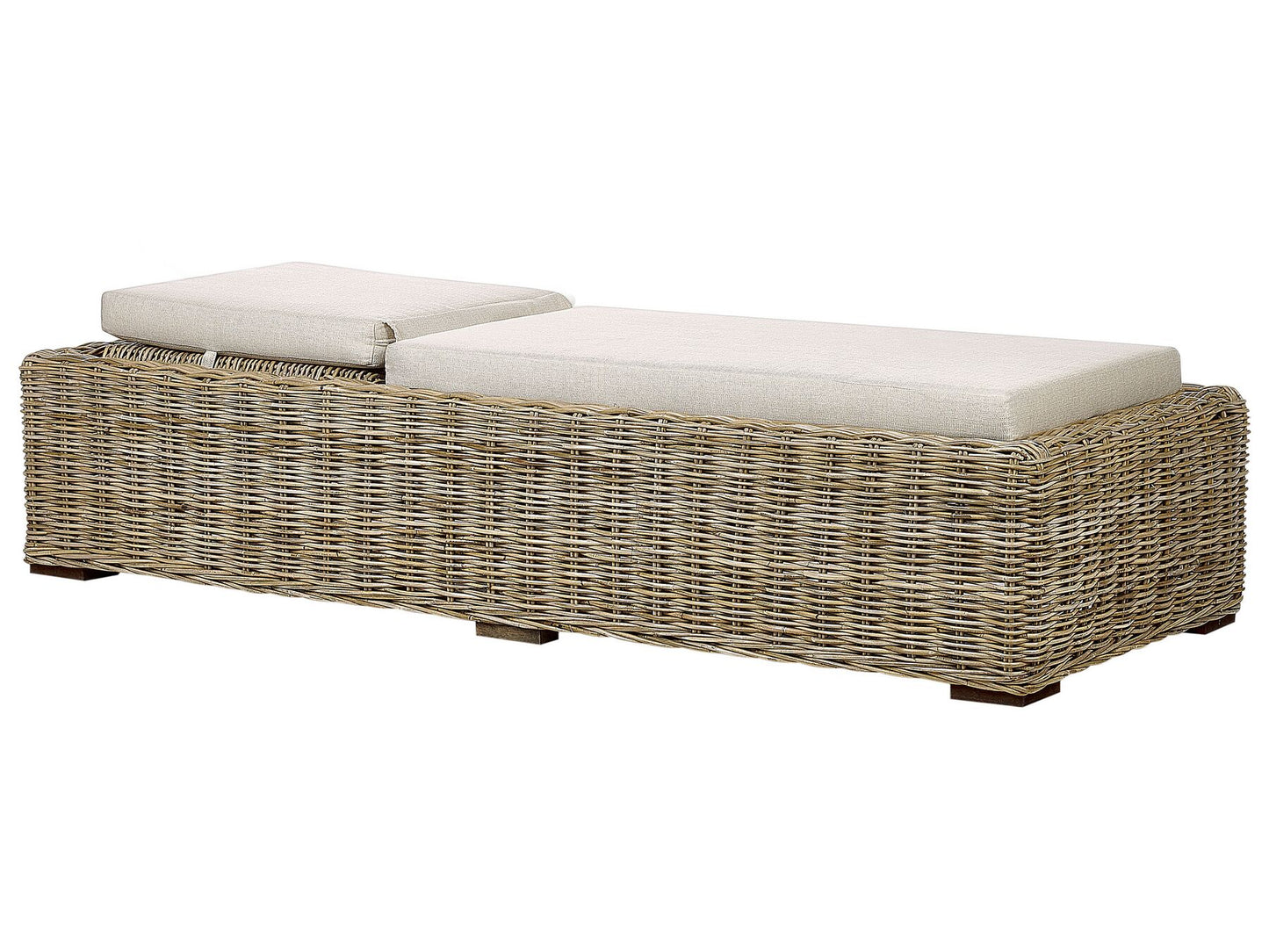 Rattan Sun Lounger with Cushion Taupe PALESE