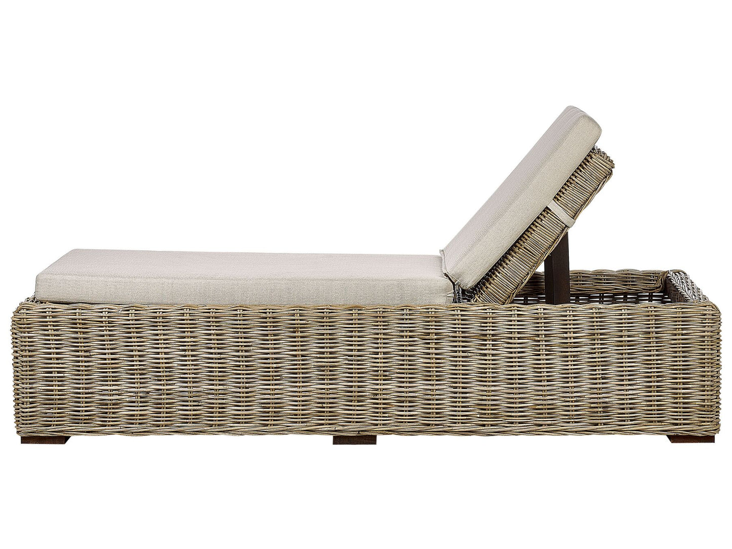 Rattan Sun Lounger with Cushion Taupe PALESE